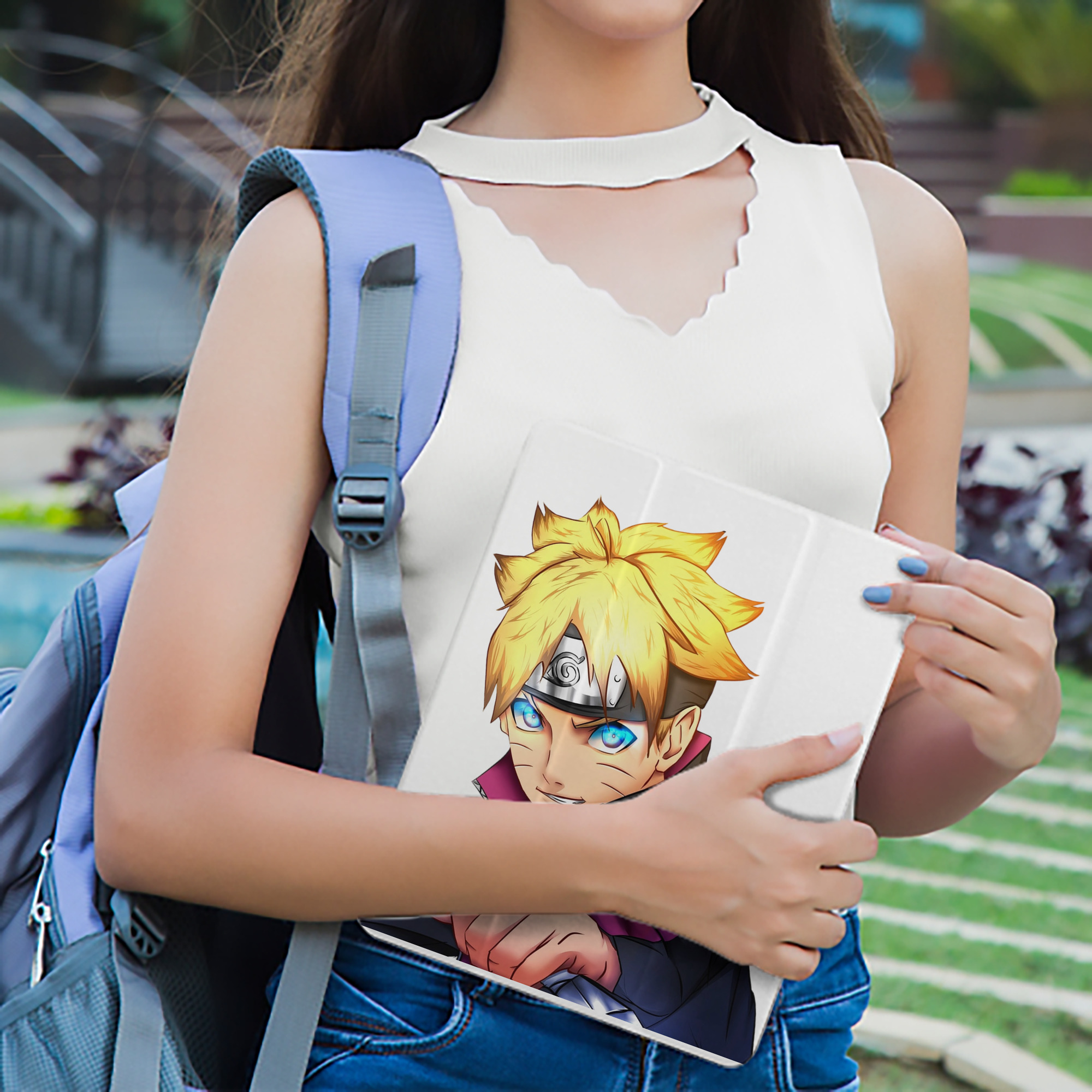 NARUTO -ナルト- うずまき ボルト Uzumaki Boruto IPad ケース ペン収納付き 三つ折りスタンド PUレザー×シリコン 対応機種9.5/10.5/10.9インチ