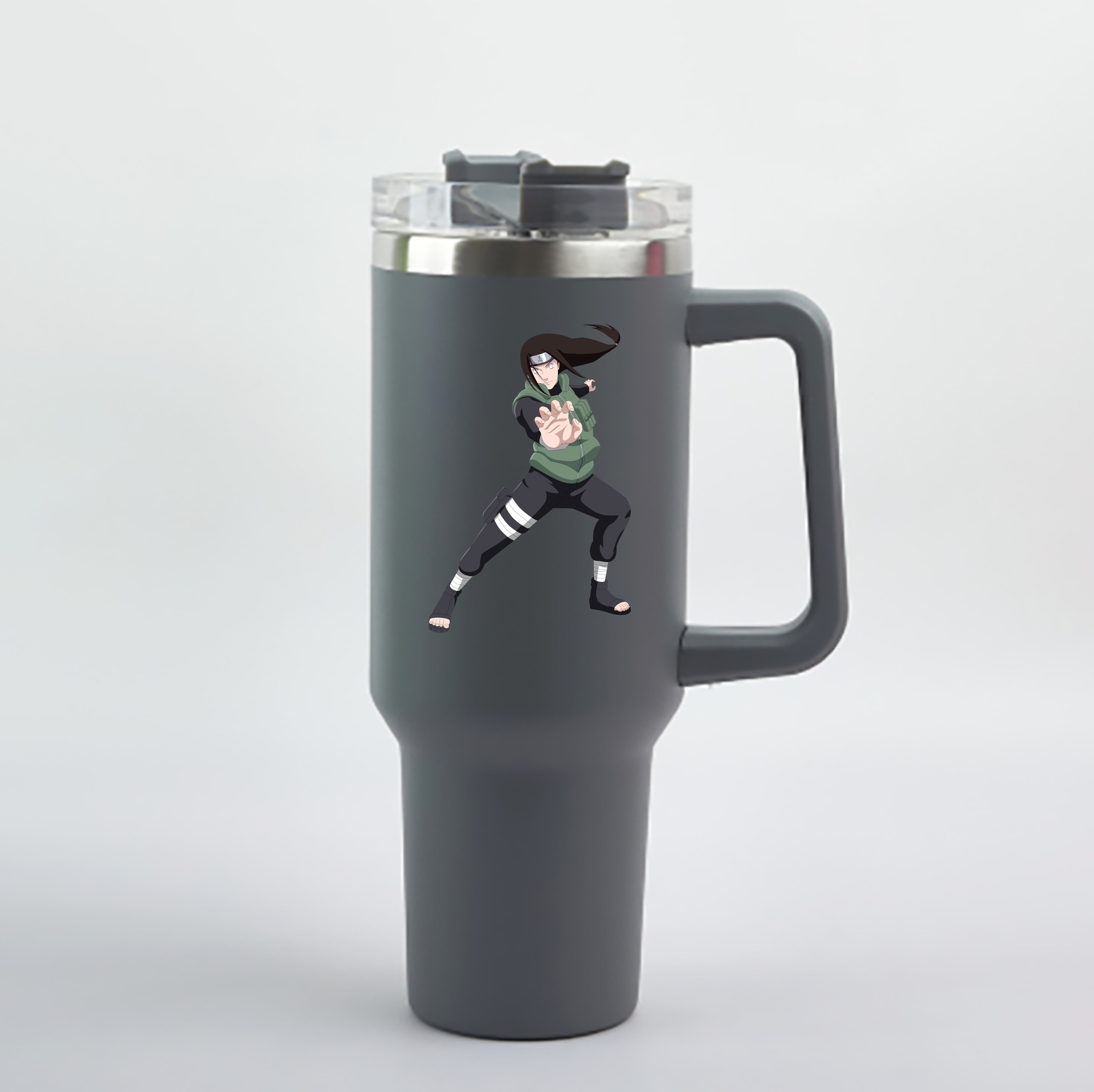 （画像用） NARUTO -ナルト- 日向ネジ Hyūga Neji 1200mL車用タンブラー - クリスタルステッカー（プラスチックストロー付き）