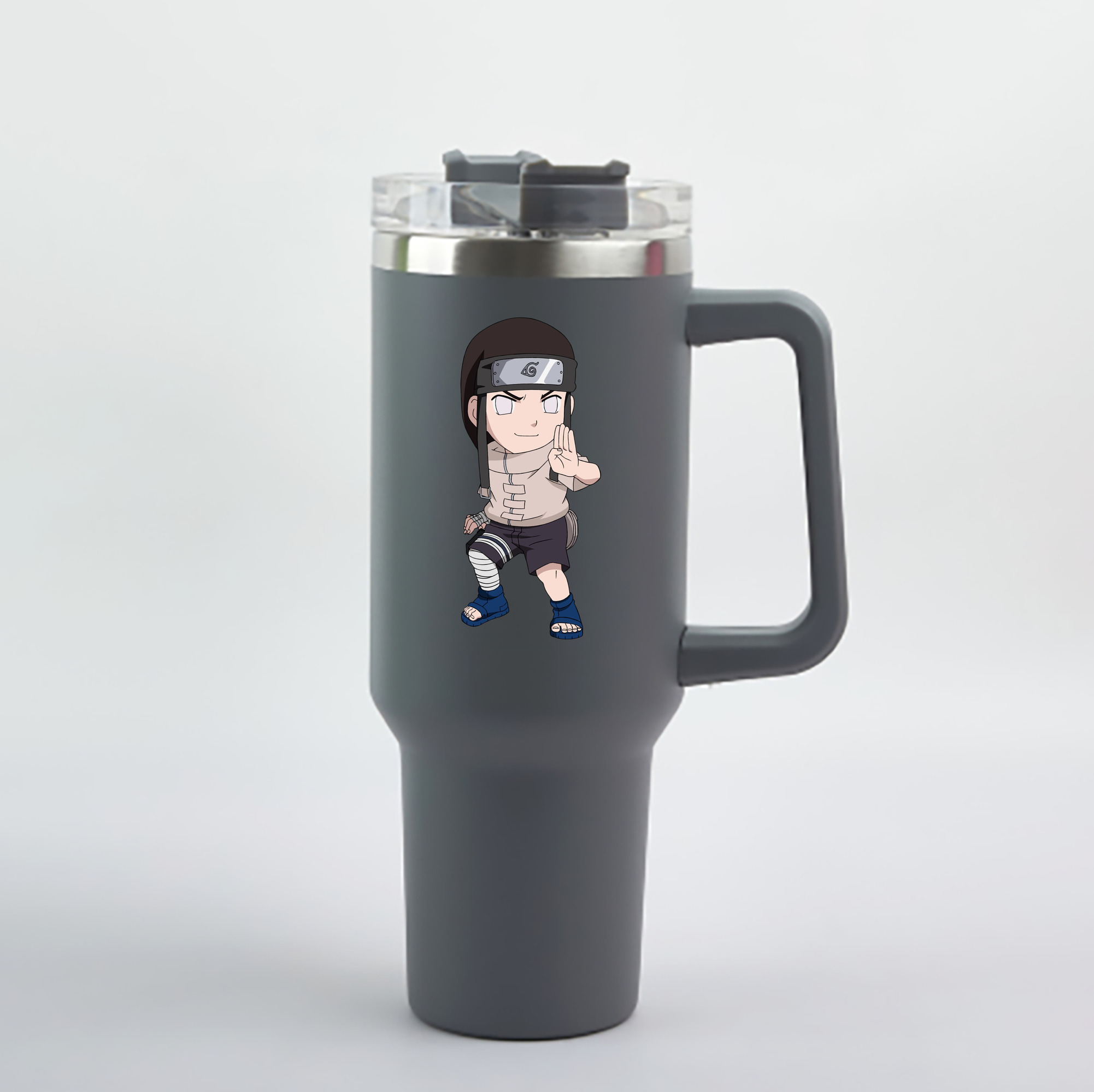 （画像用） NARUTO -ナルト- 日向ネジ Hyūga Neji 1200mL車用タンブラー - クリスタルステッカー（プラスチックストロー付き）