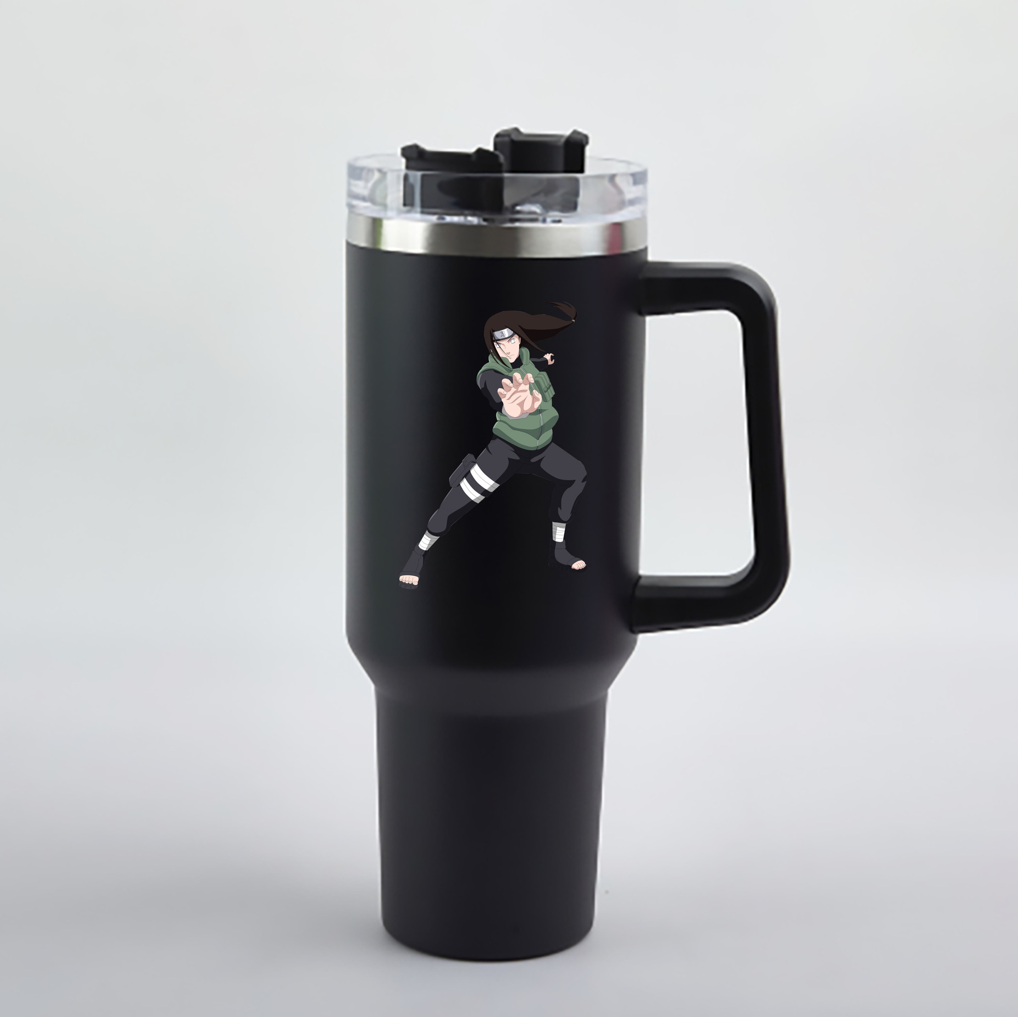 （画像用） NARUTO -ナルト- 日向ネジ Hyūga Neji 1200mL車用タンブラー - クリスタルステッカー（プラスチックストロー付き）