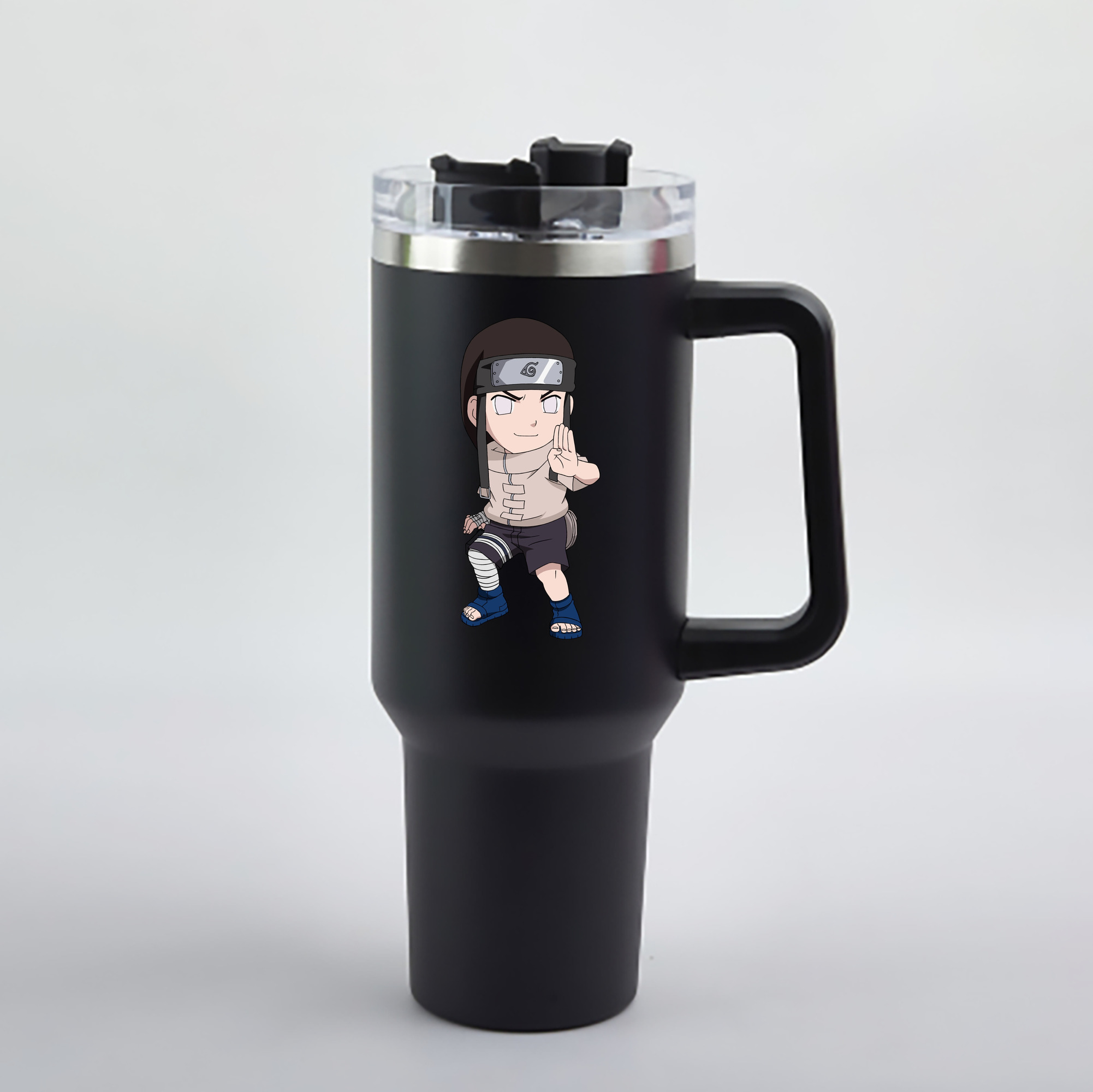 （画像用） NARUTO -ナルト- 日向ネジ Hyūga Neji 1200mL車用タンブラー - クリスタルステッカー（プラスチックストロー付き）