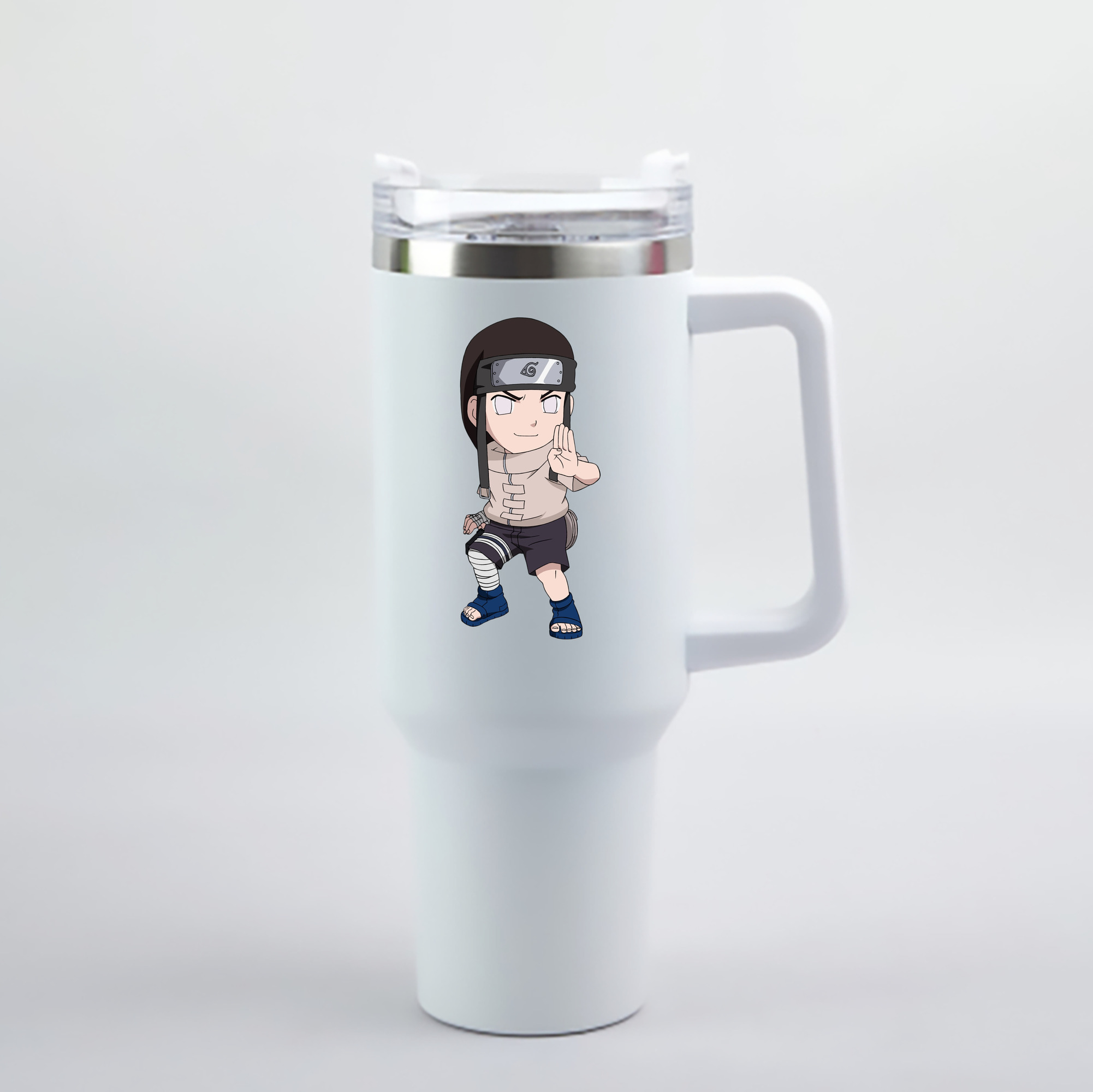 （画像用） NARUTO -ナルト- 日向ネジ Hyūga Neji 1200mL車用タンブラー - クリスタルステッカー（プラスチックストロー付き）