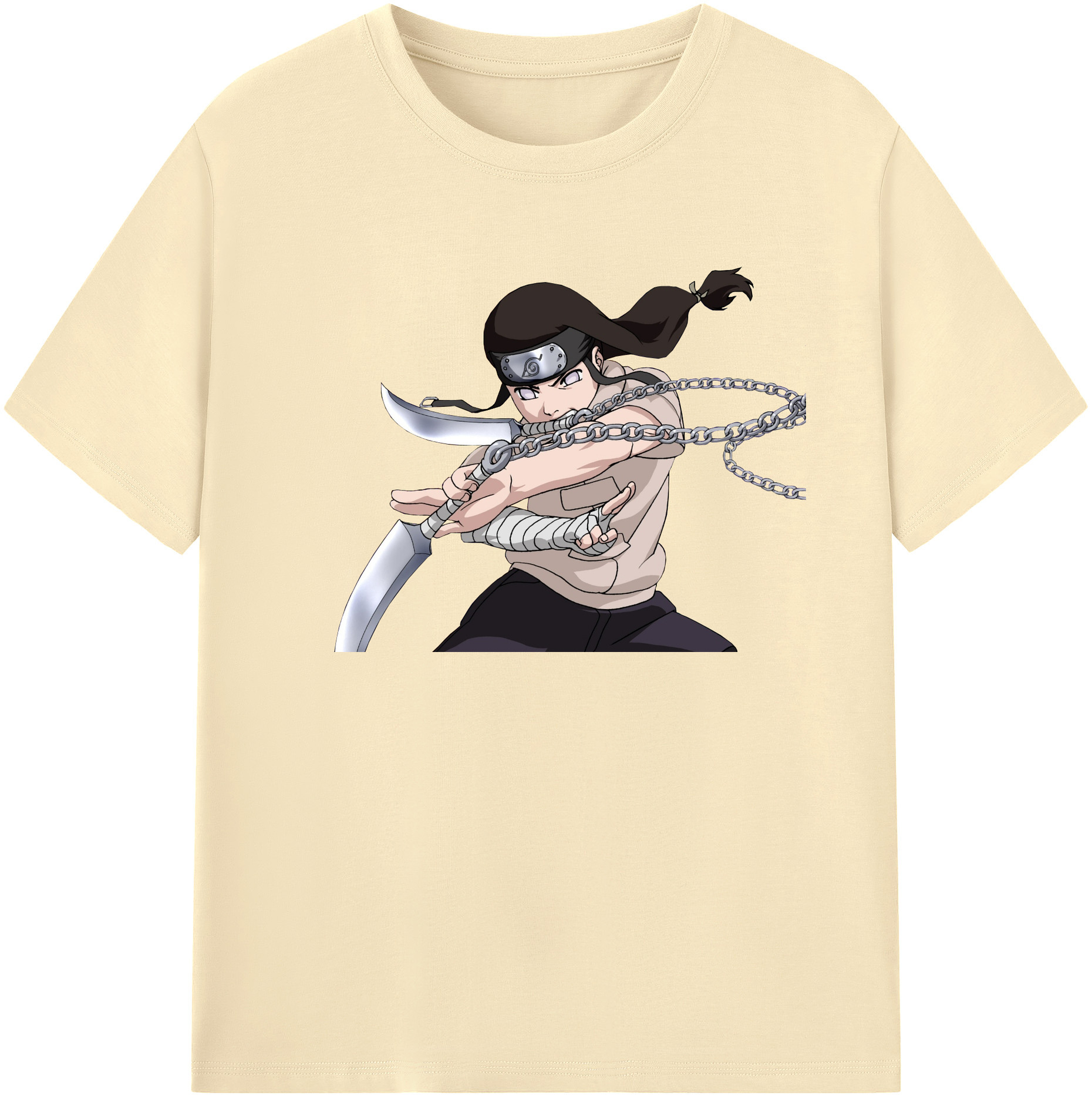 （画像用） NARUTO -ナルト- 日向ネジ Hyūga Neji 綿100％半袖Tシャツ（フロントプリント）
