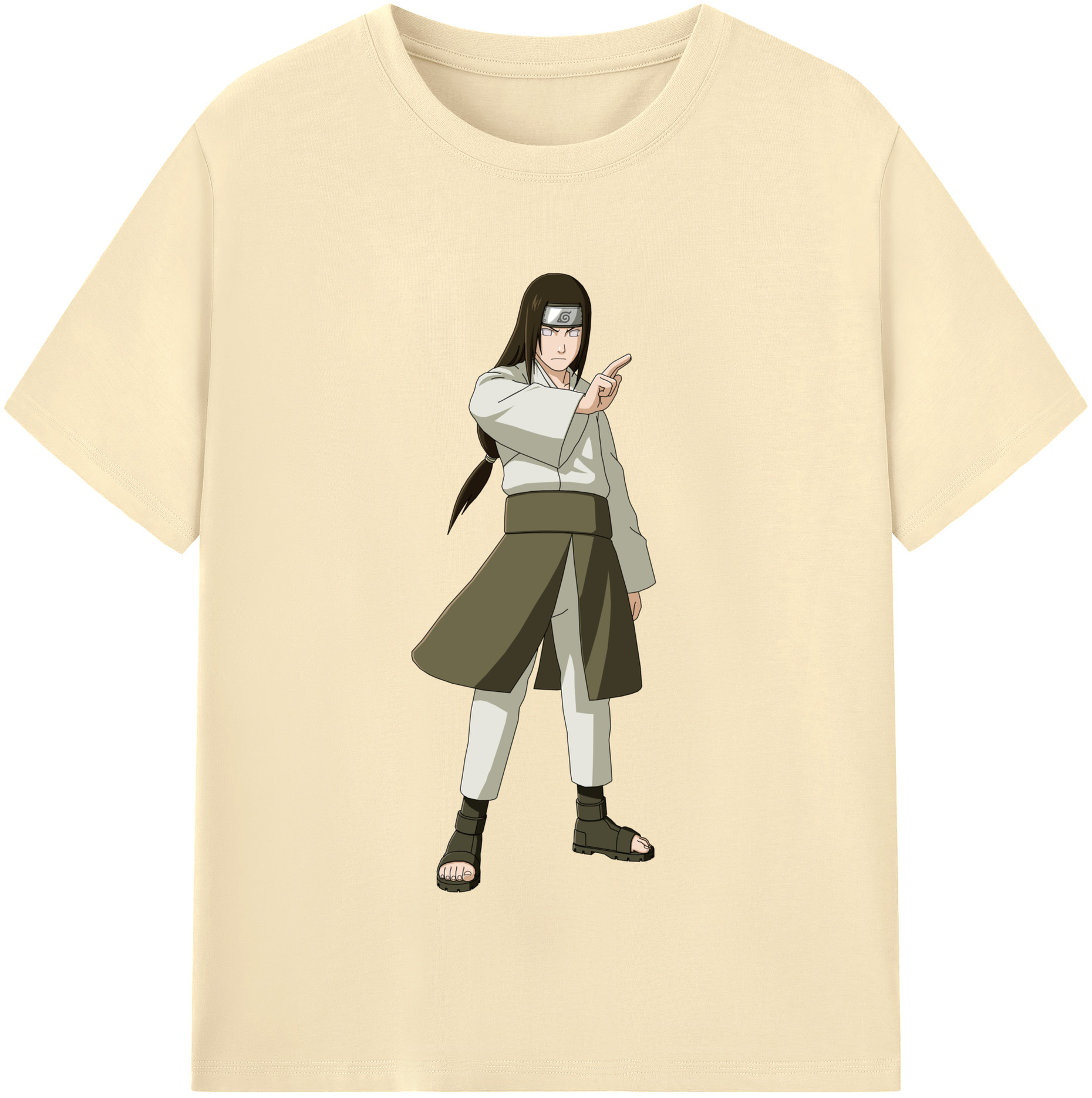 （画像用） NARUTO -ナルト- 日向ネジ Hyūga Neji 綿100％半袖Tシャツ（フロントプリント）
