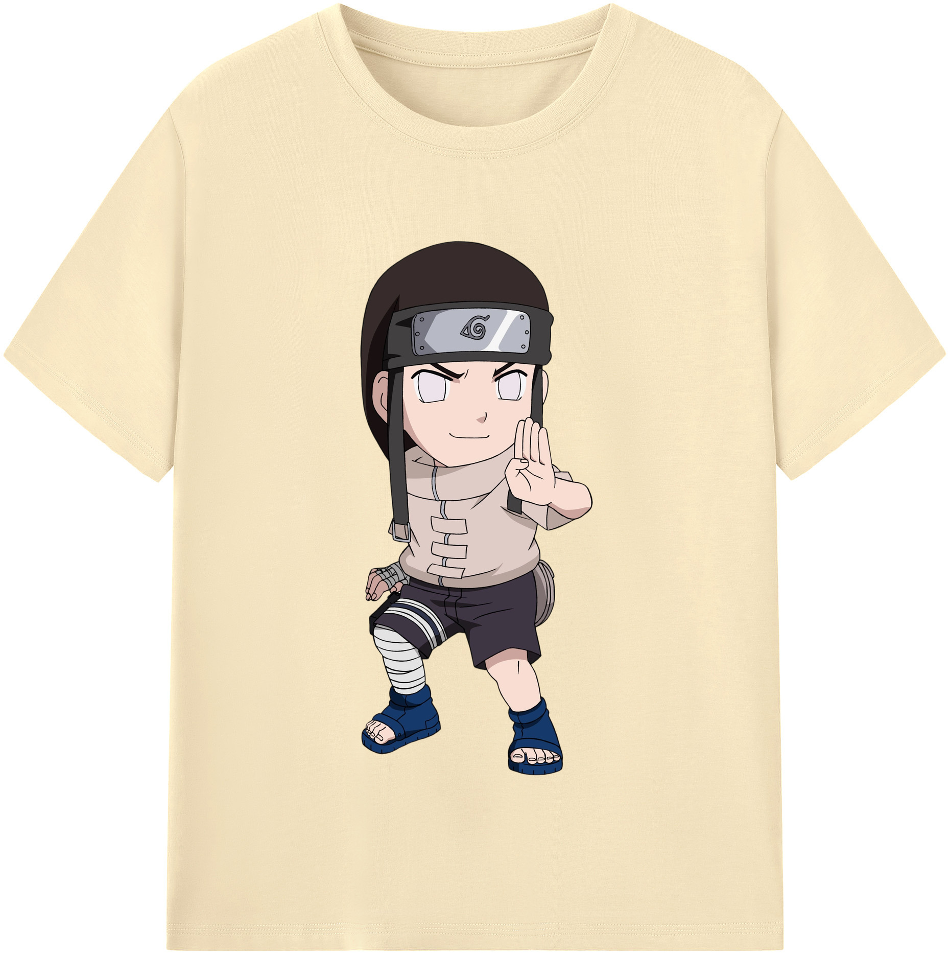 （画像用） NARUTO -ナルト- 日向ネジ Hyūga Neji 綿100％半袖Tシャツ（フロントプリント）