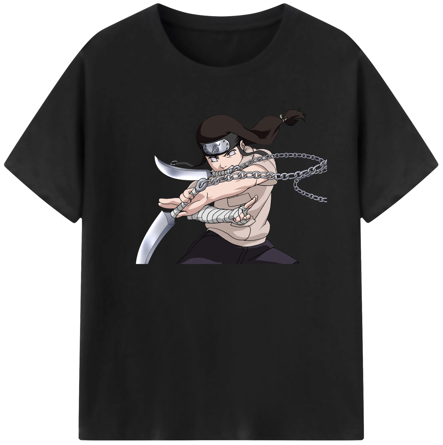（画像用） NARUTO -ナルト- 日向ネジ Hyūga Neji 綿100％半袖Tシャツ（フロントプリント）
