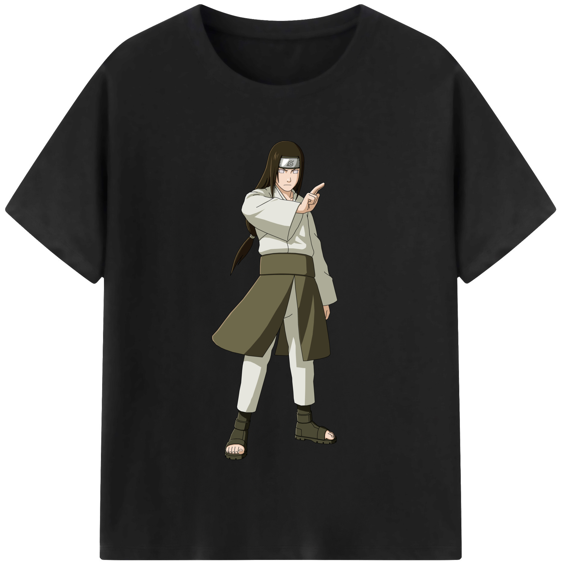 （画像用） NARUTO -ナルト- 日向ネジ Hyūga Neji 綿100％半袖Tシャツ（フロントプリント）