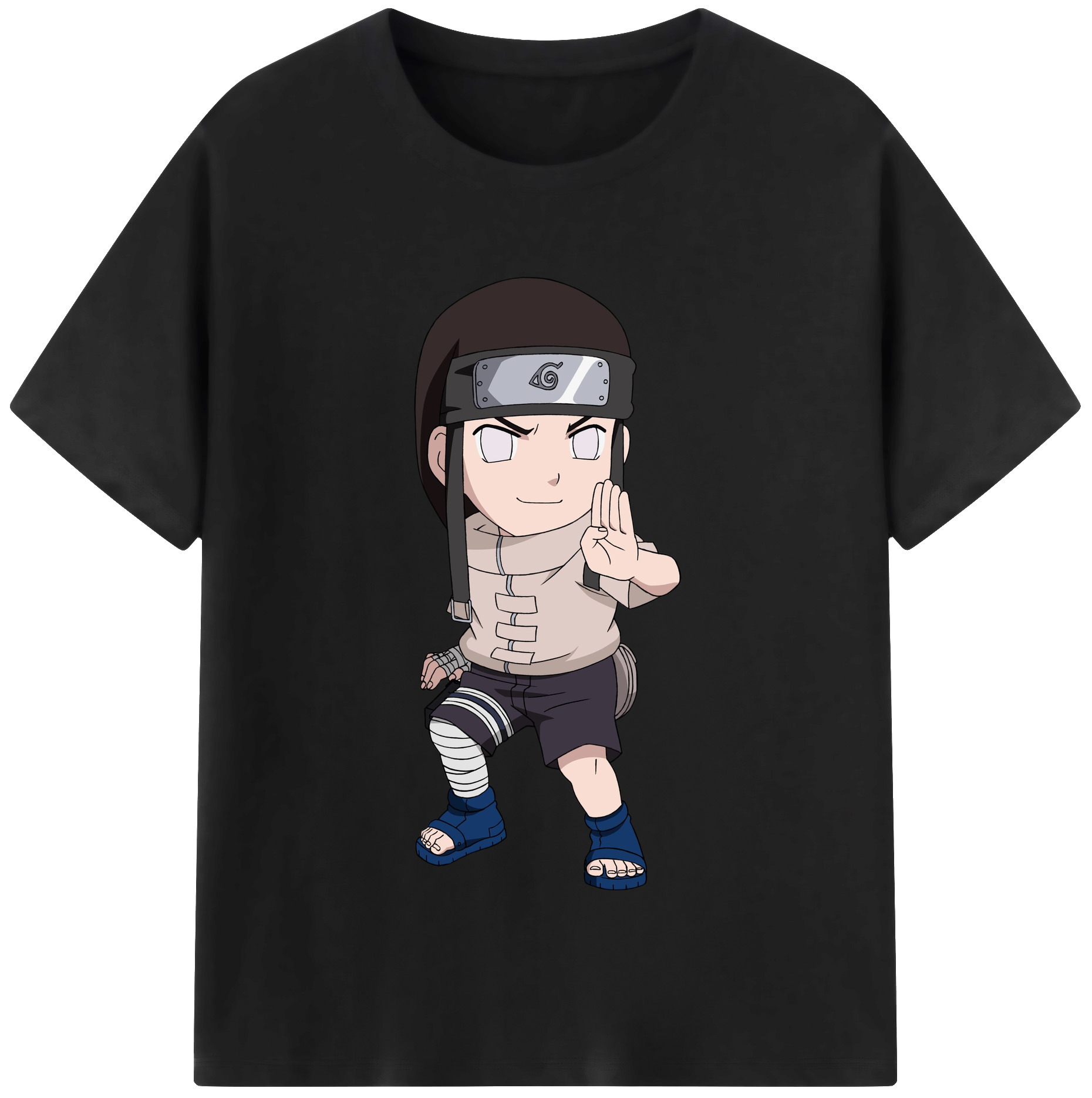 （画像用） NARUTO -ナルト- 日向ネジ Hyūga Neji 綿100％半袖Tシャツ（フロントプリント）
