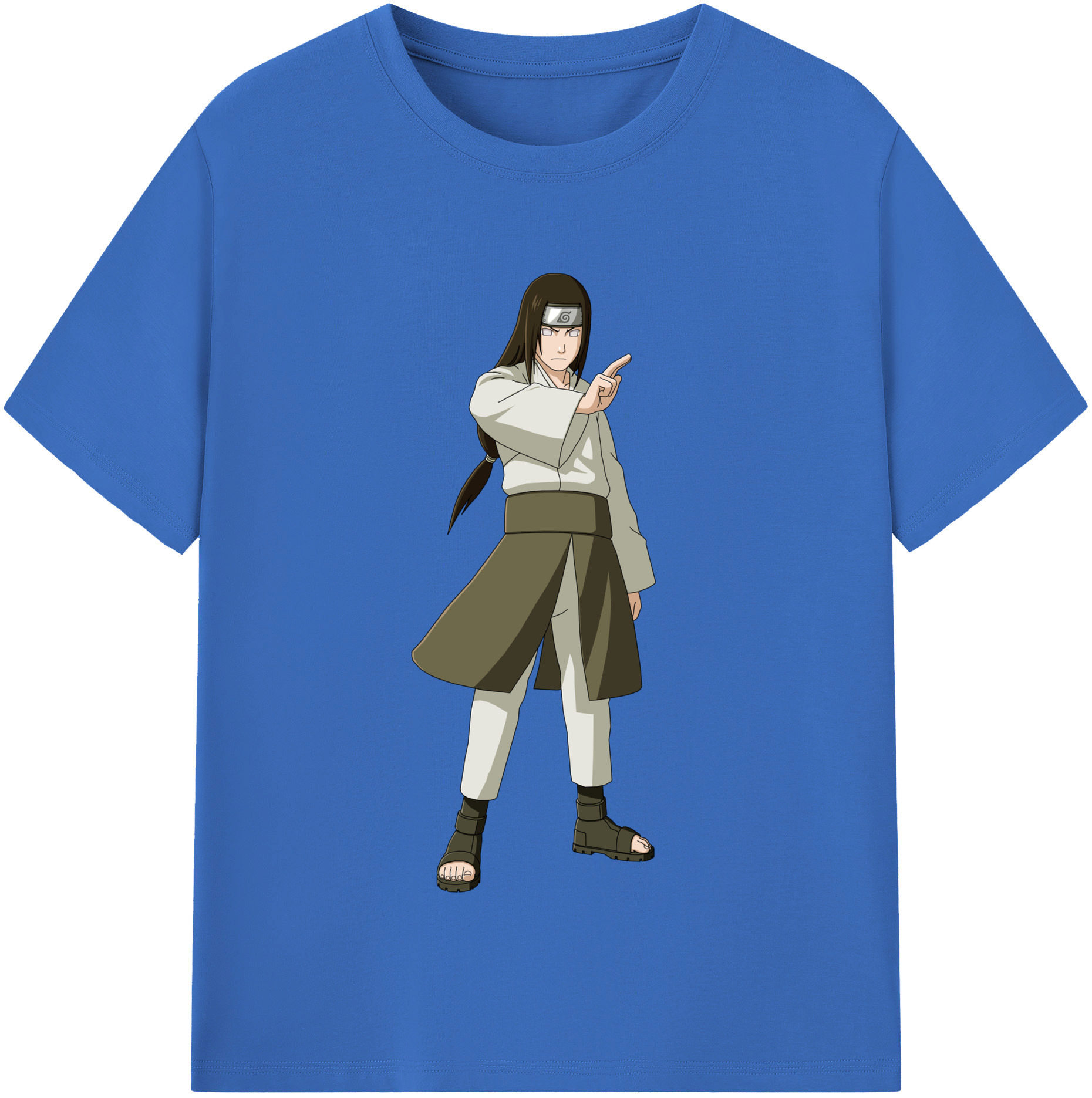 （画像用） NARUTO -ナルト- 日向ネジ Hyūga Neji 綿100％半袖Tシャツ（フロントプリント）