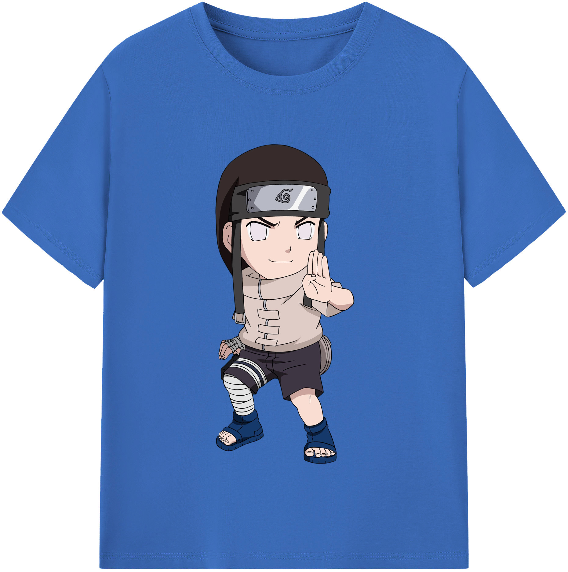 （画像用） NARUTO -ナルト- 日向ネジ Hyūga Neji 綿100％半袖Tシャツ（フロントプリント）