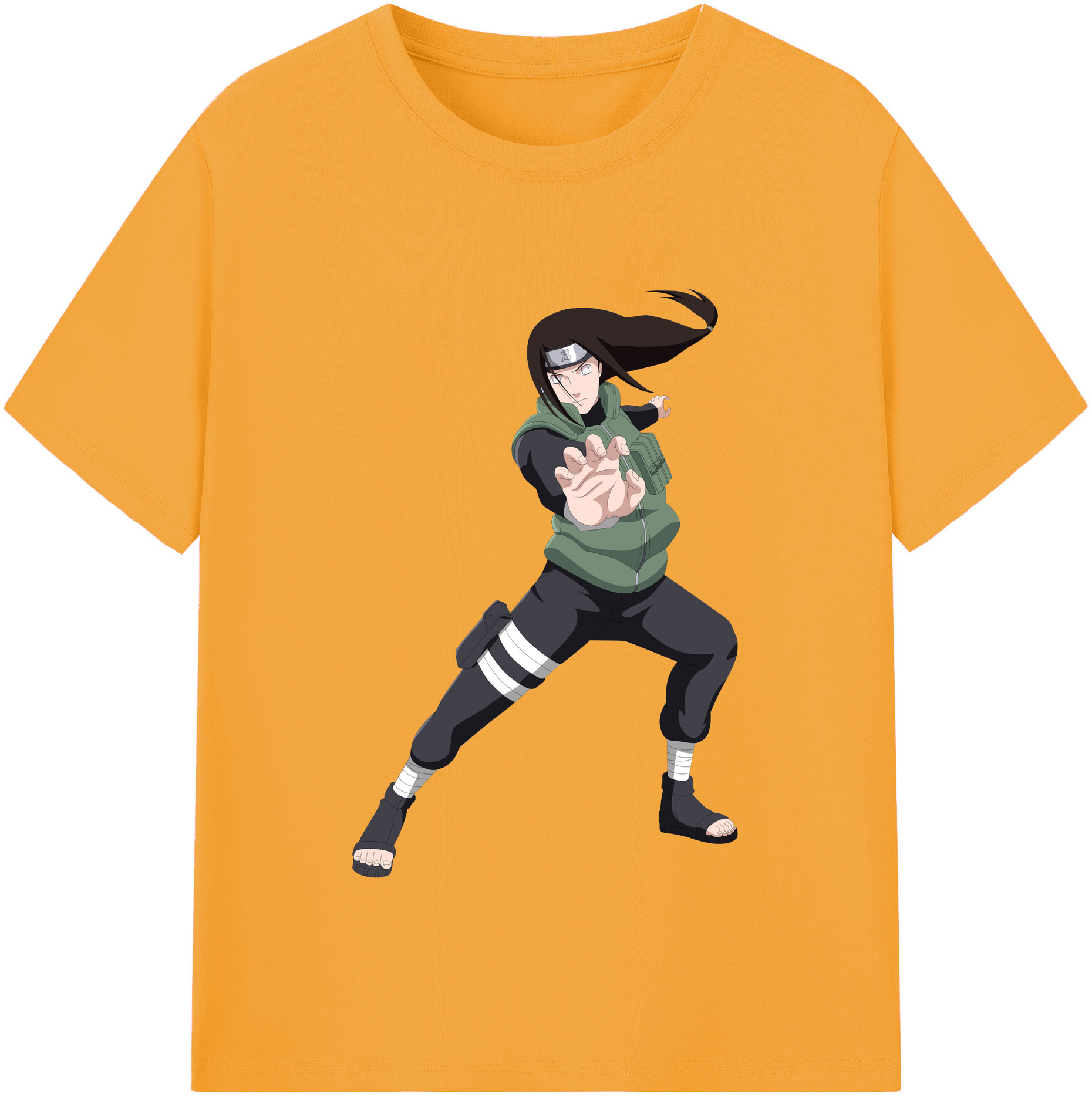 （画像用） NARUTO -ナルト- 日向ネジ Hyūga Neji 綿100％半袖Tシャツ（フロントプリント）