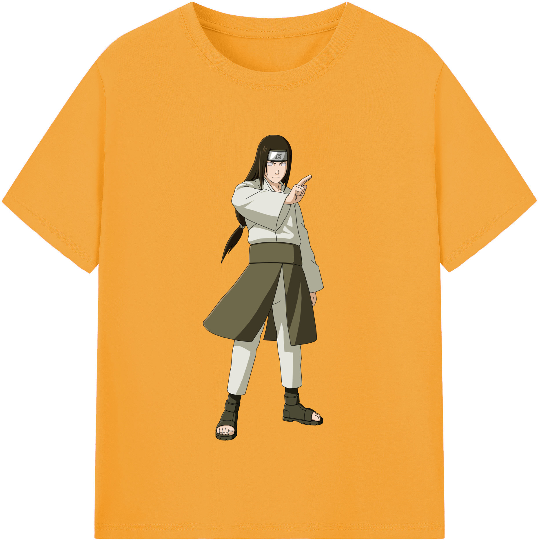（画像用） NARUTO -ナルト- 日向ネジ Hyūga Neji 綿100％半袖Tシャツ（フロントプリント）