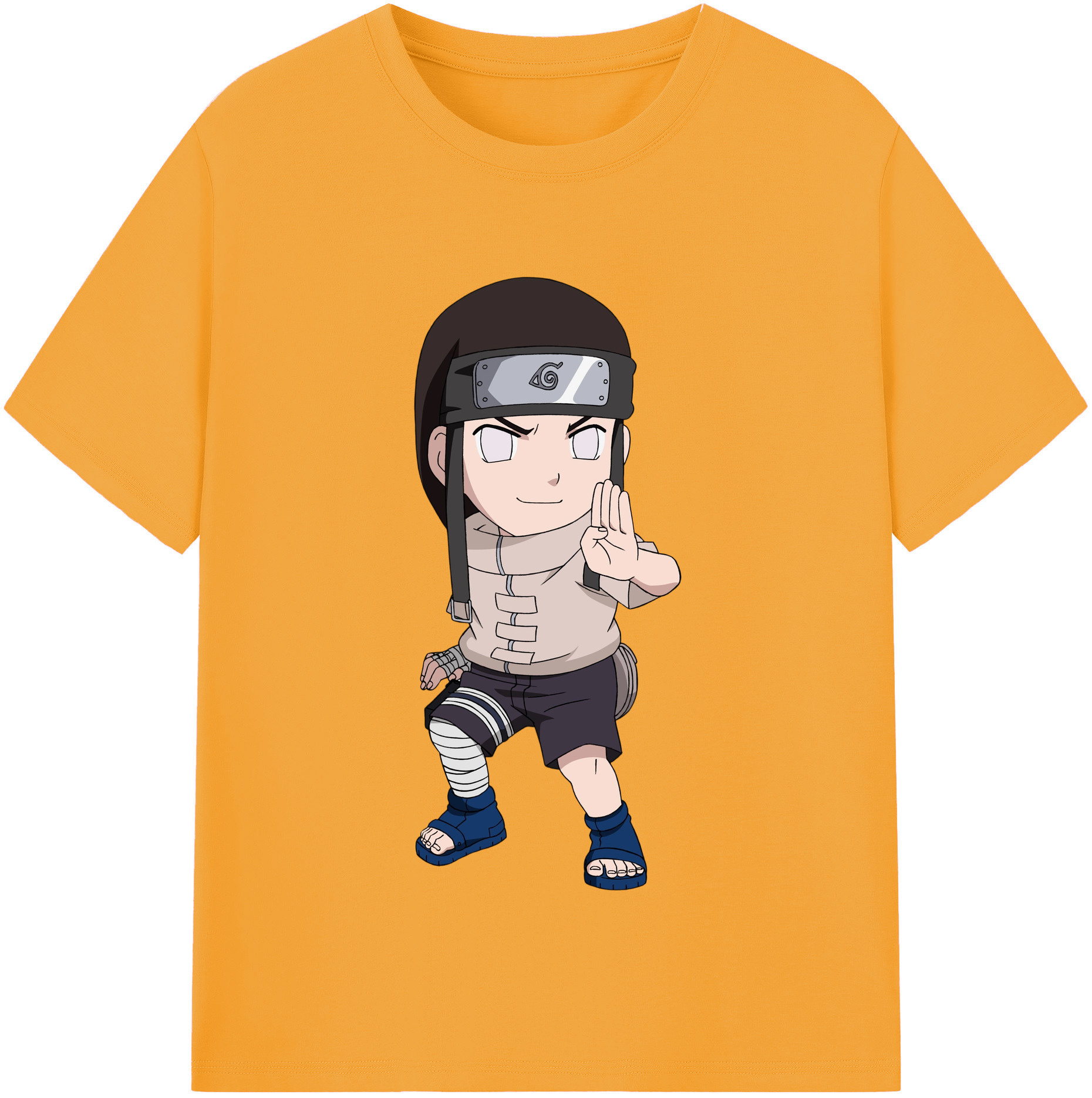（画像用） NARUTO -ナルト- 日向ネジ Hyūga Neji 綿100％半袖Tシャツ（フロントプリント）