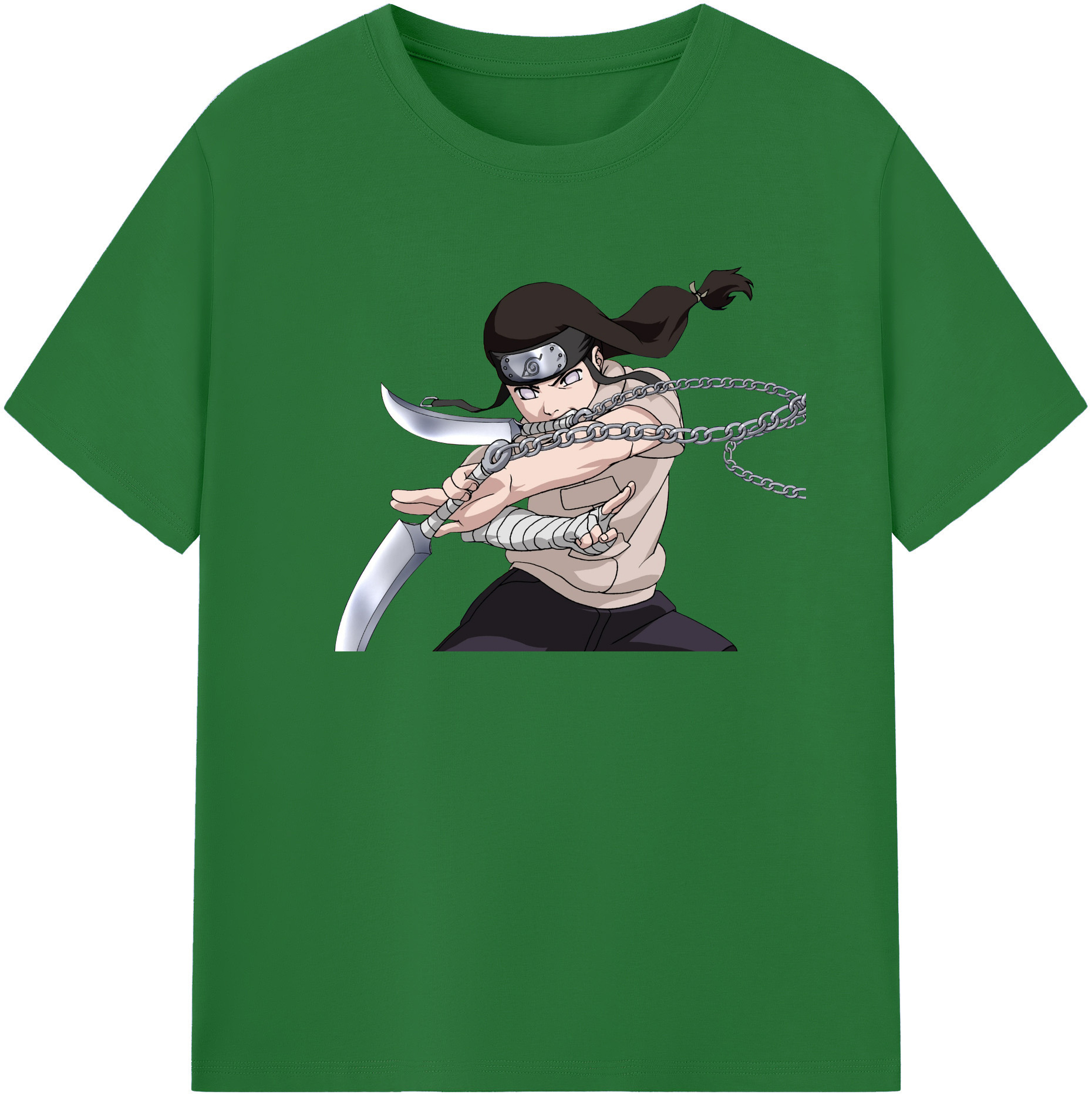 （画像用） NARUTO -ナルト- 日向ネジ Hyūga Neji 綿100％半袖Tシャツ（フロントプリント）