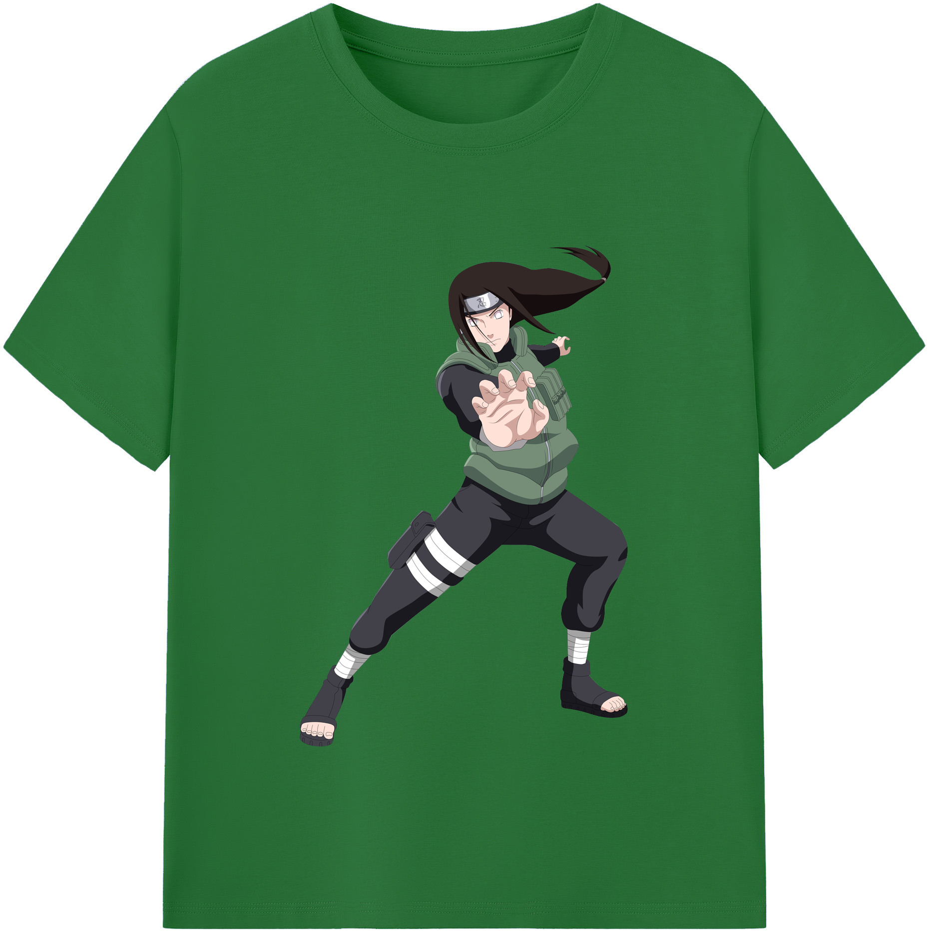 （画像用） NARUTO -ナルト- 日向ネジ Hyūga Neji 綿100％半袖Tシャツ（フロントプリント）