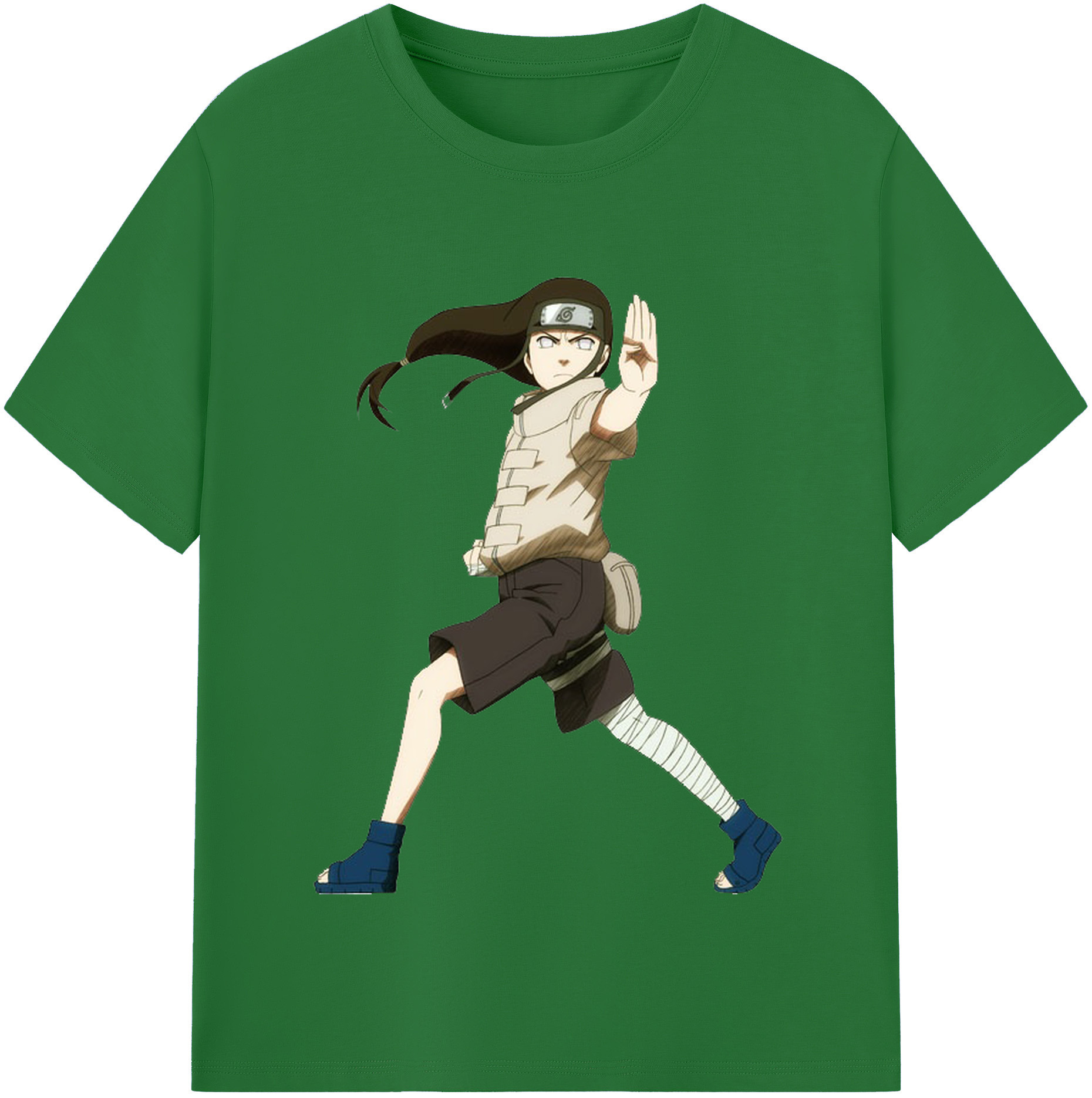 （画像用） NARUTO -ナルト- 日向ネジ Hyūga Neji 綿100％半袖Tシャツ（フロントプリント）
