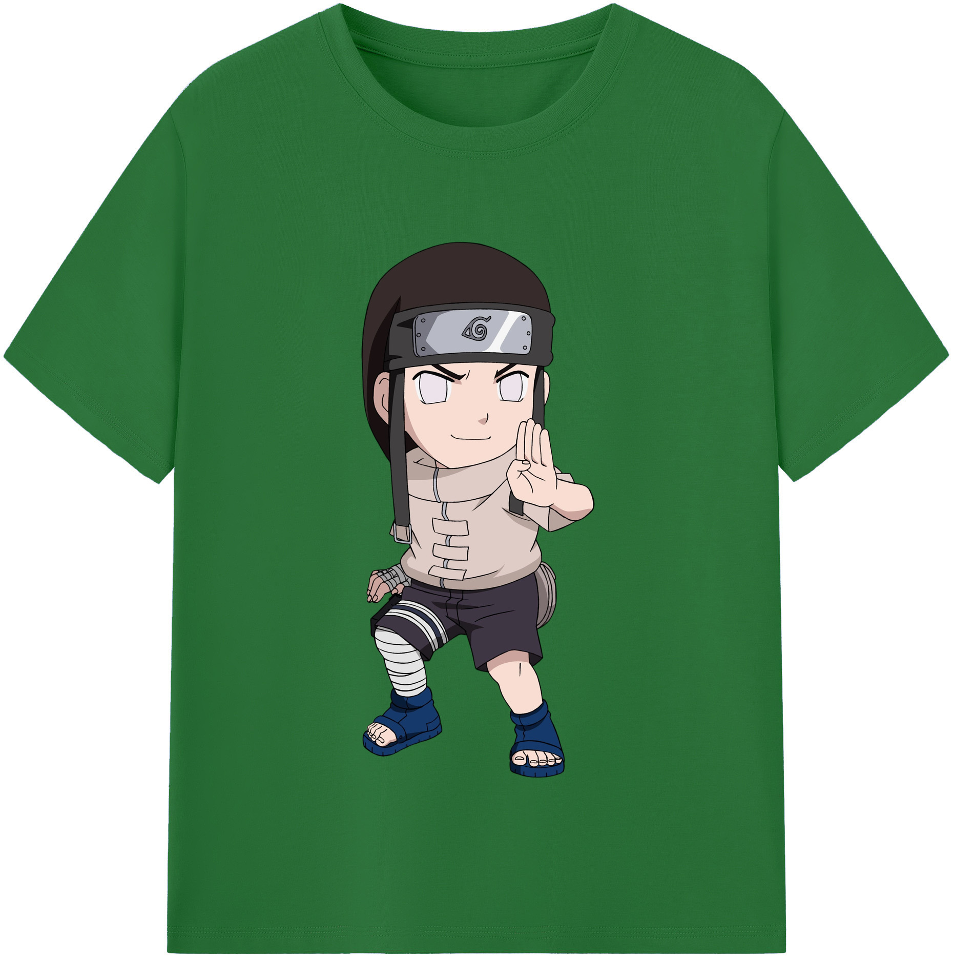 （画像用） NARUTO -ナルト- 日向ネジ Hyūga Neji 綿100％半袖Tシャツ（フロントプリント）