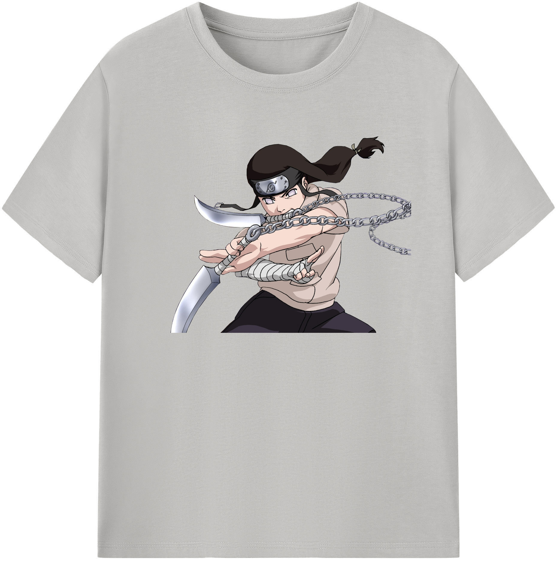 （画像用） NARUTO -ナルト- 日向ネジ Hyūga Neji 綿100％半袖Tシャツ（フロントプリント）