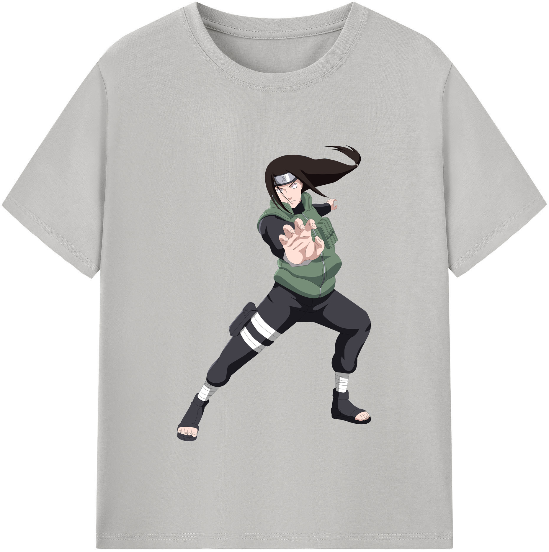 （画像用） NARUTO -ナルト- 日向ネジ Hyūga Neji 綿100％半袖Tシャツ（フロントプリント）