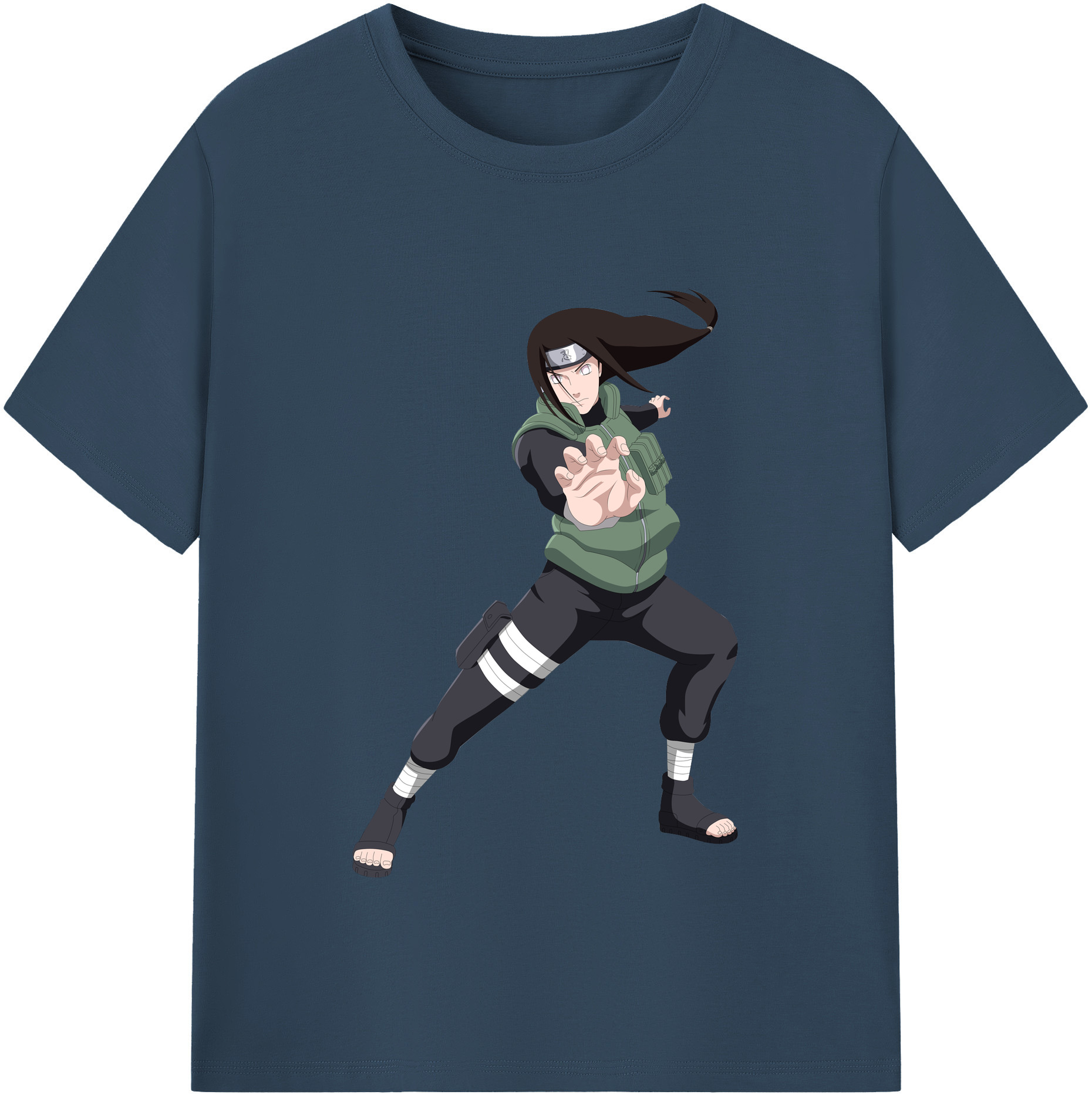 （画像用） NARUTO -ナルト- 日向ネジ Hyūga Neji 綿100％半袖Tシャツ（フロントプリント）