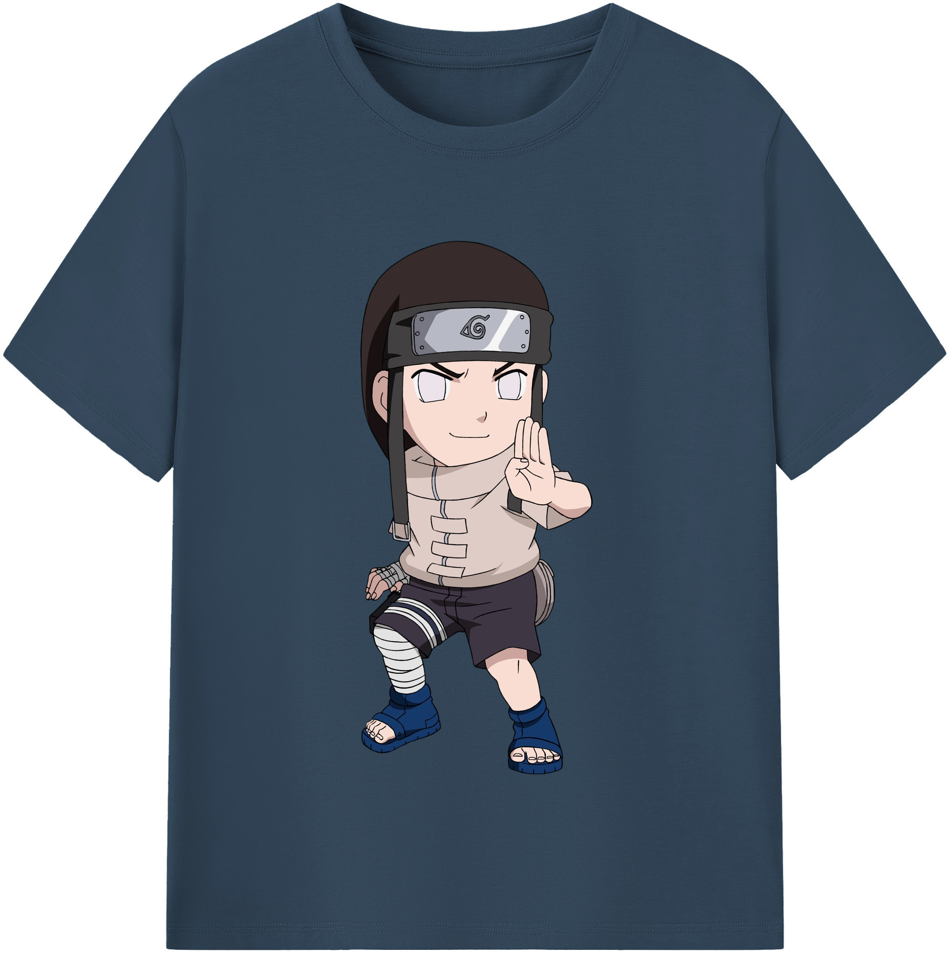 （画像用） NARUTO -ナルト- 日向ネジ Hyūga Neji 綿100％半袖Tシャツ（フロントプリント）