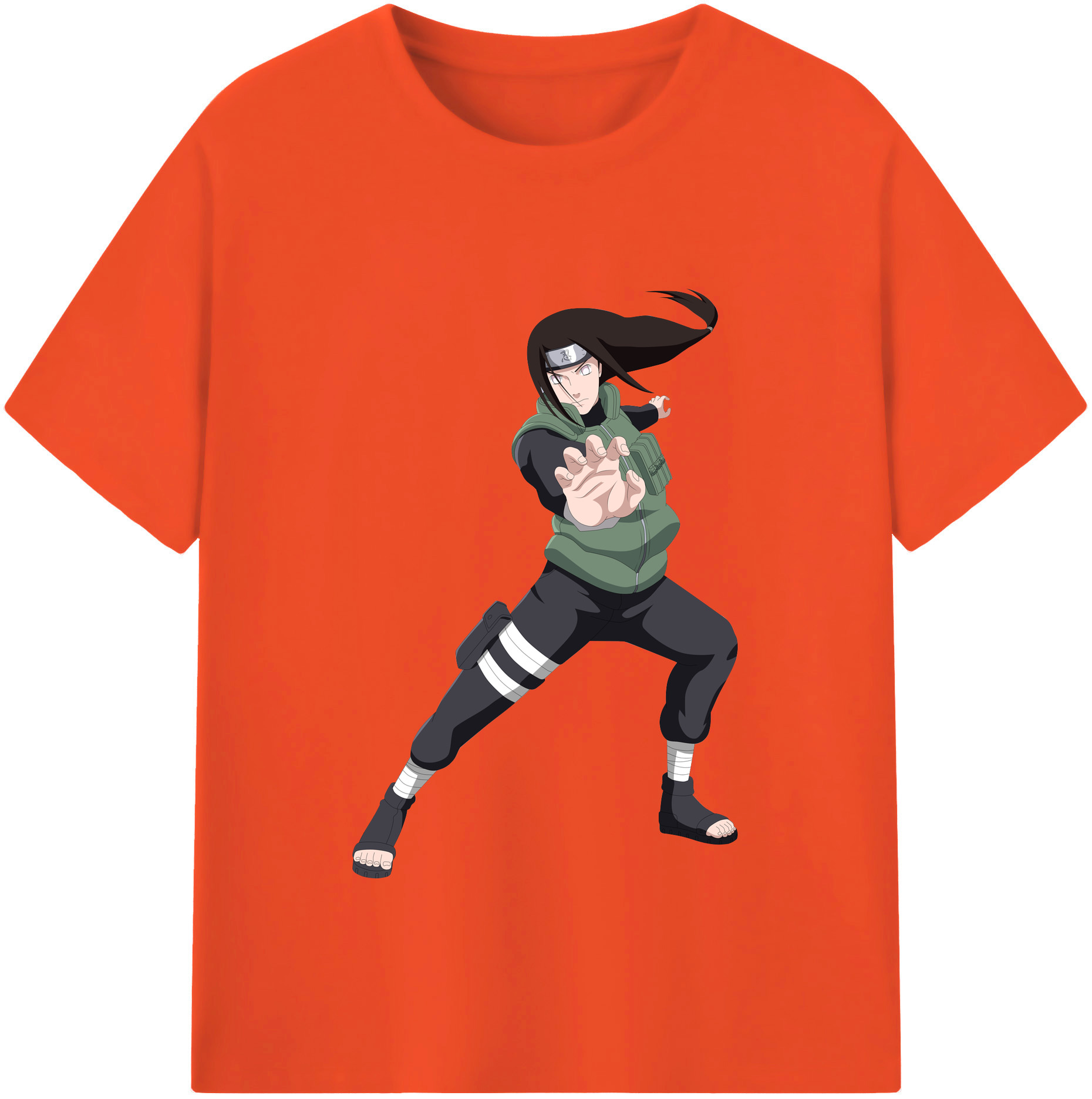 （画像用） NARUTO -ナルト- 日向ネジ Hyūga Neji 綿100％半袖Tシャツ（フロントプリント）