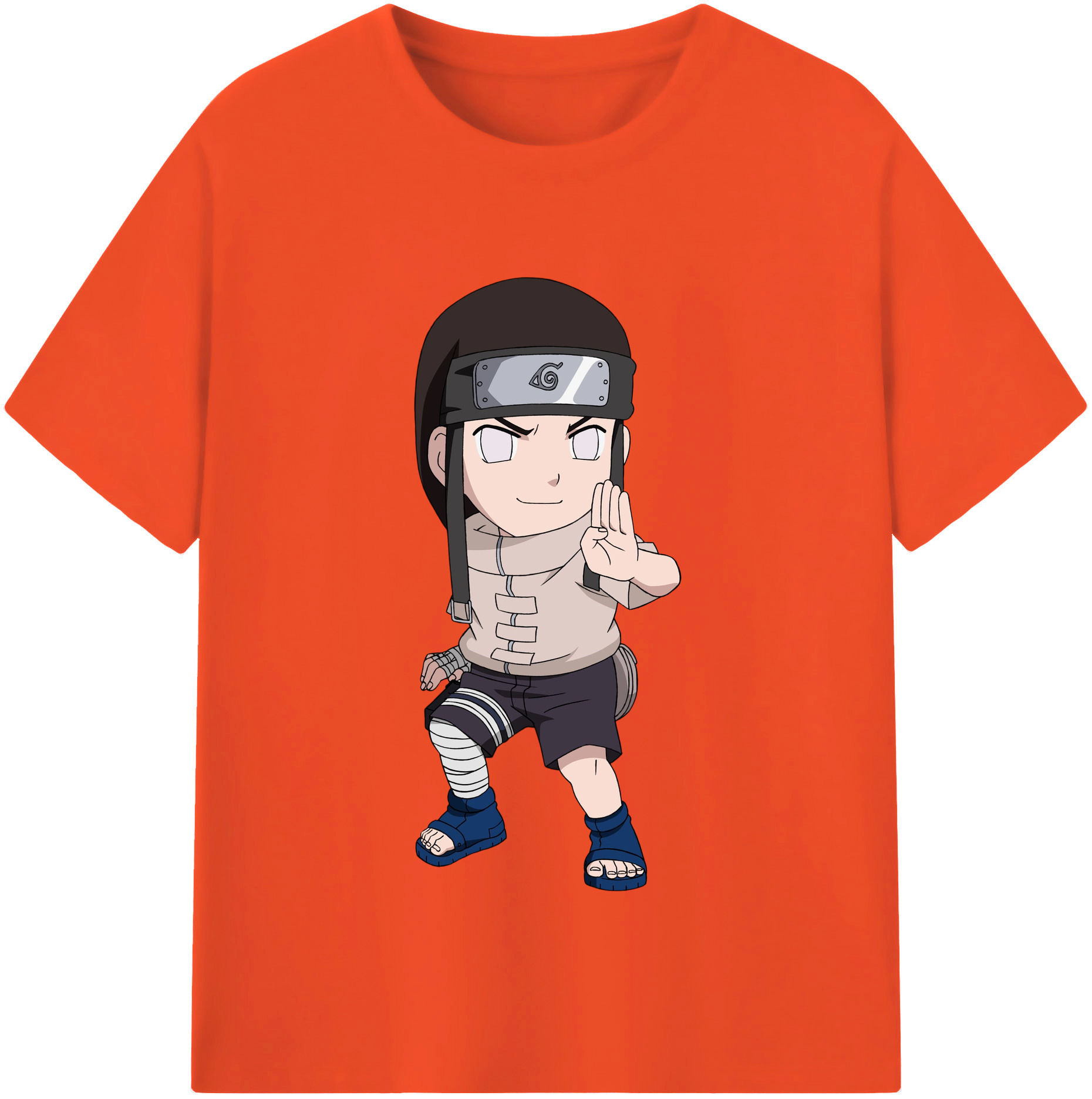 （画像用） NARUTO -ナルト- 日向ネジ Hyūga Neji 綿100％半袖Tシャツ（フロントプリント）