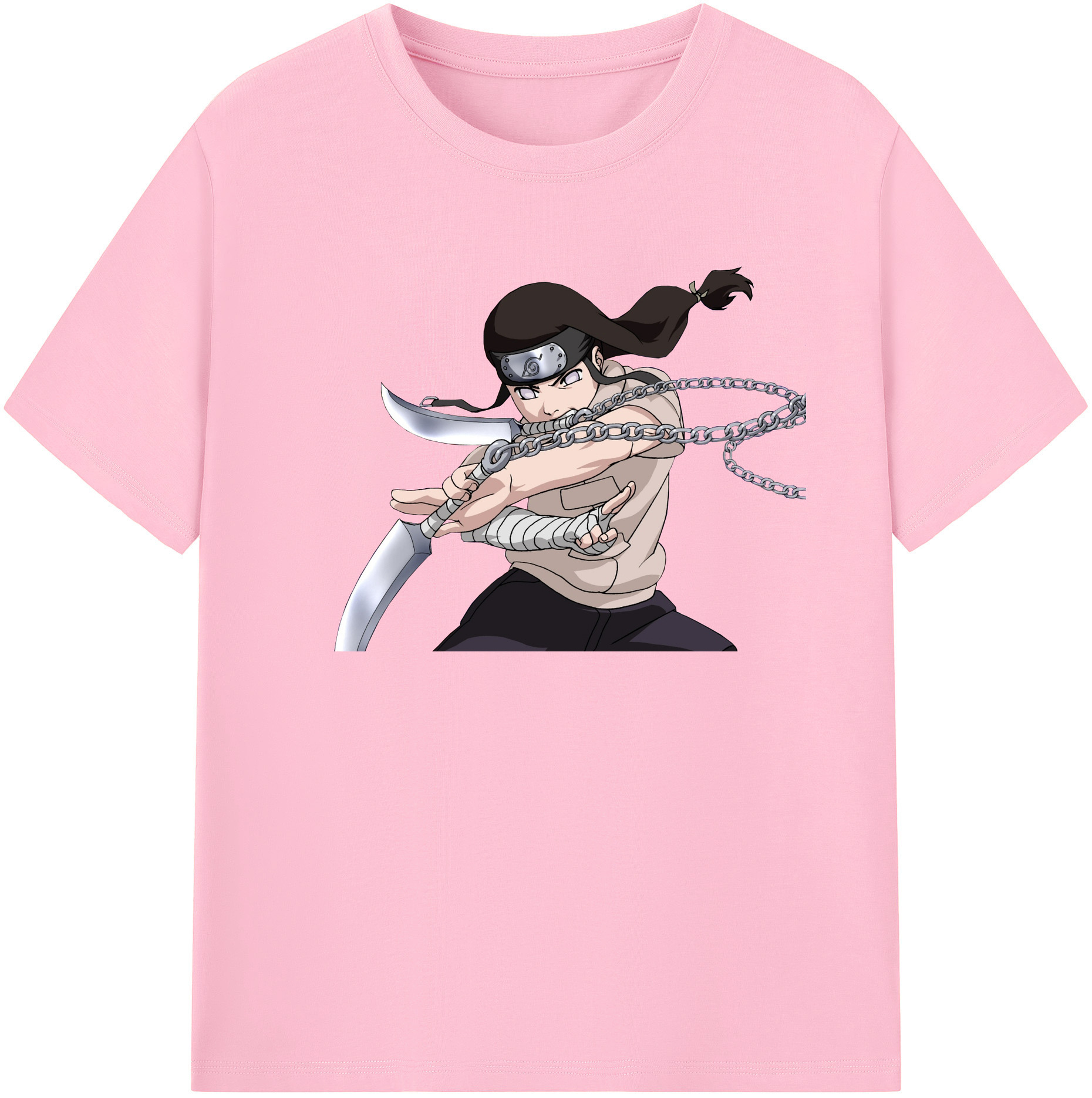 （画像用） NARUTO -ナルト- 日向ネジ Hyūga Neji 綿100％半袖Tシャツ（フロントプリント）