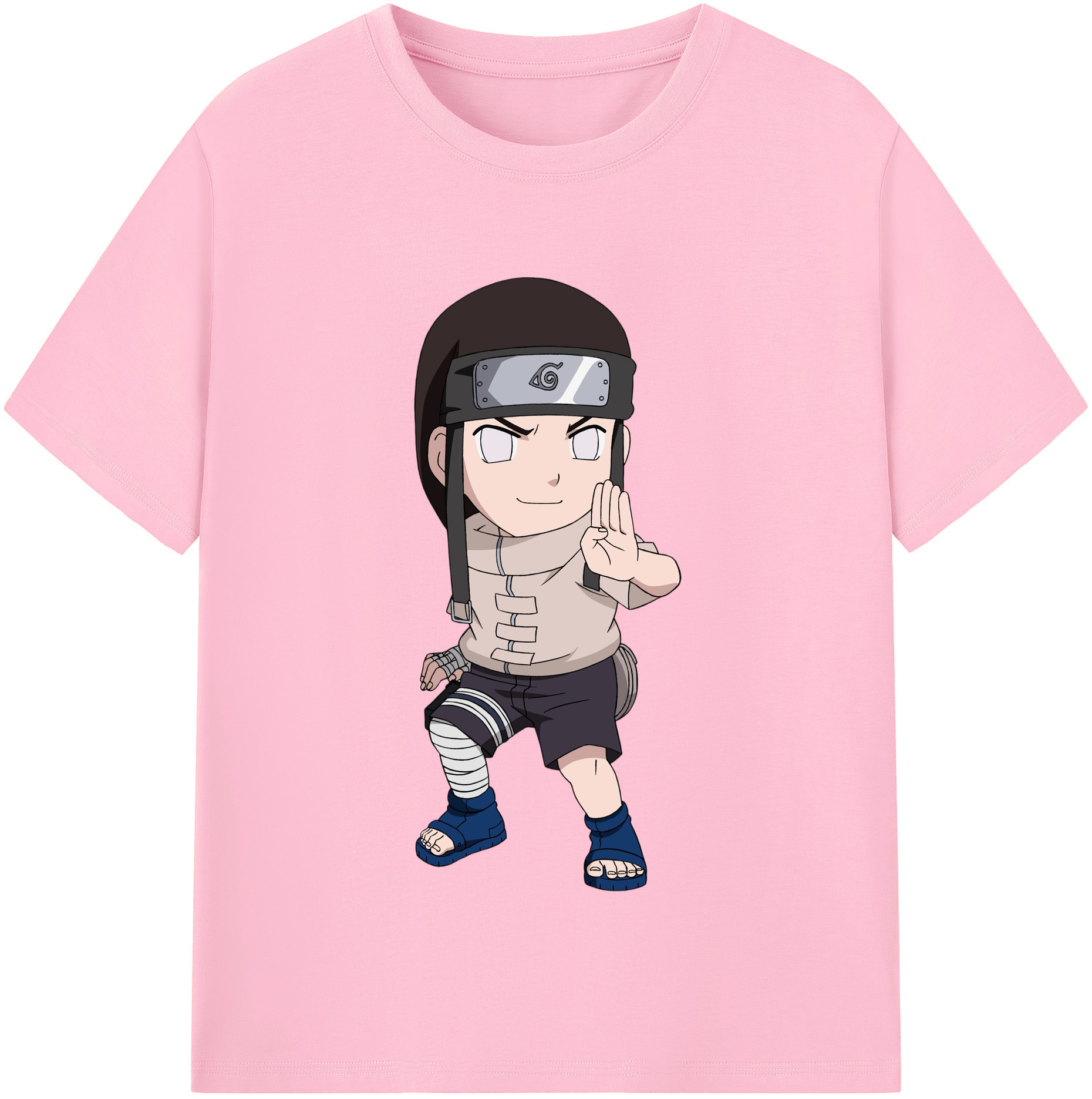 （画像用） NARUTO -ナルト- 日向ネジ Hyūga Neji 綿100％半袖Tシャツ（フロントプリント）