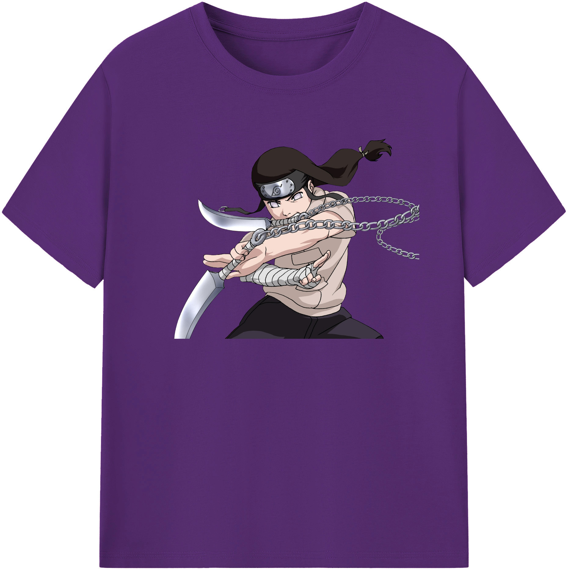 （画像用） NARUTO -ナルト- 日向ネジ Hyūga Neji 綿100％半袖Tシャツ（フロントプリント）