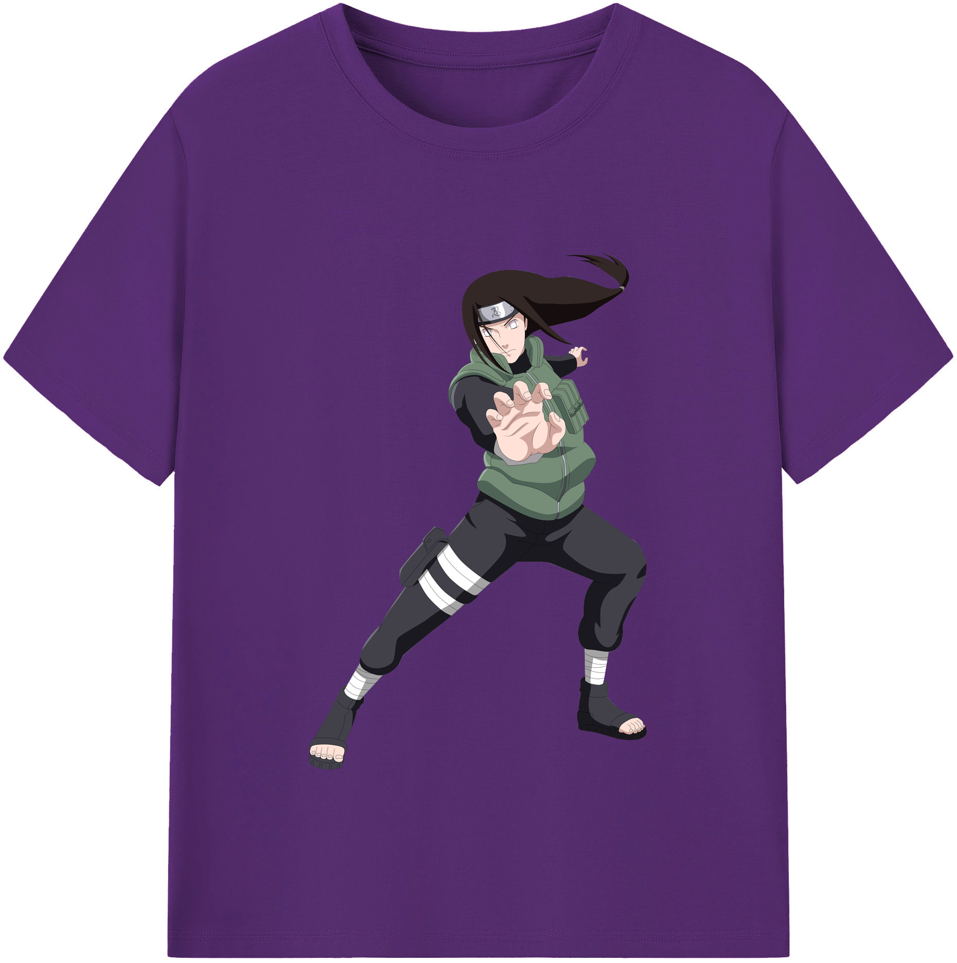 （画像用） NARUTO -ナルト- 日向ネジ Hyūga Neji 綿100％半袖Tシャツ（フロントプリント）