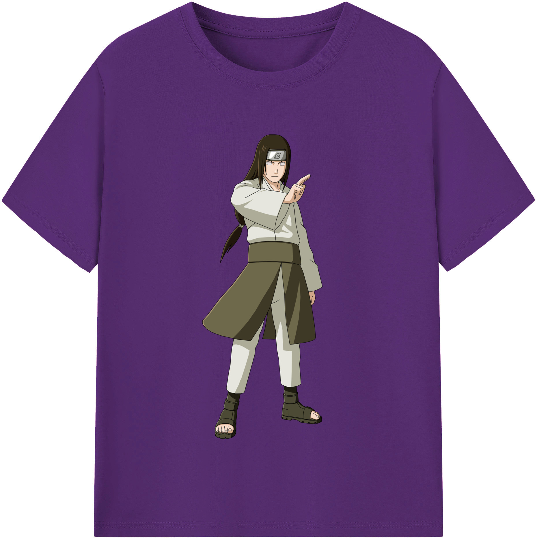 （画像用） NARUTO -ナルト- 日向ネジ Hyūga Neji 綿100％半袖Tシャツ（フロントプリント）