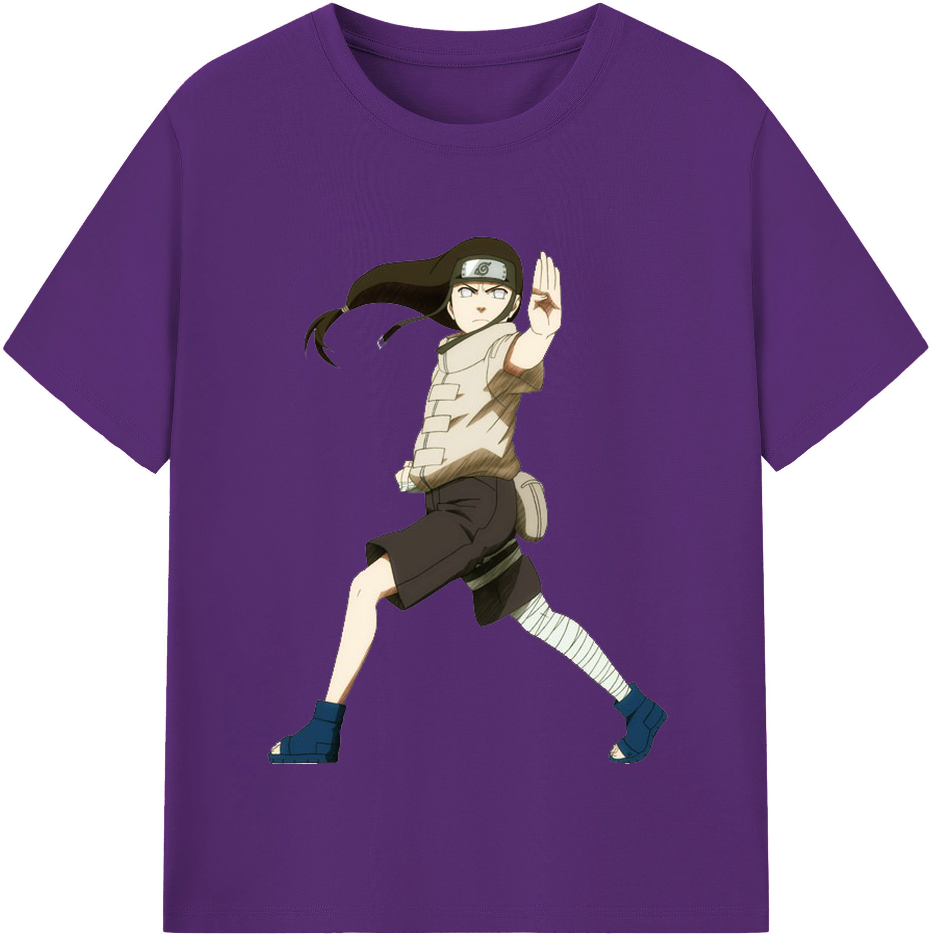 （画像用） NARUTO -ナルト- 日向ネジ Hyūga Neji 綿100％半袖Tシャツ（フロントプリント）
