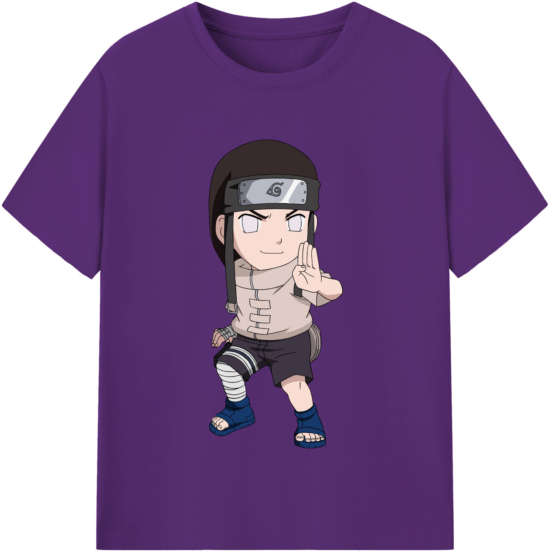 （画像用） NARUTO -ナルト- 日向ネジ Hyūga Neji 綿100％半袖Tシャツ（フロントプリント）