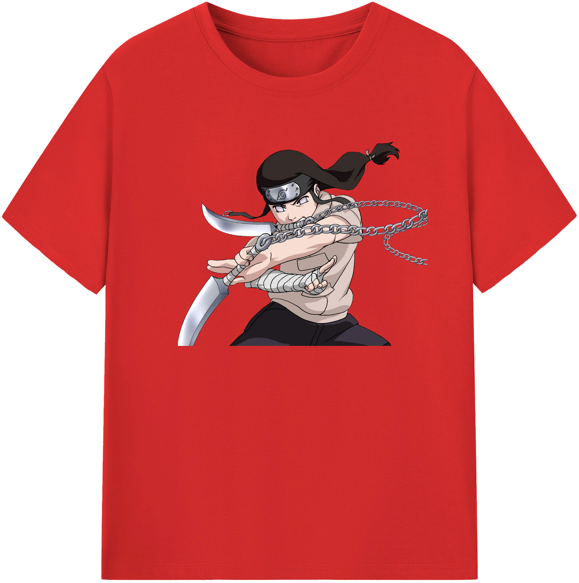 （画像用） NARUTO -ナルト- 日向ネジ Hyūga Neji 綿100％半袖Tシャツ（フロントプリント）