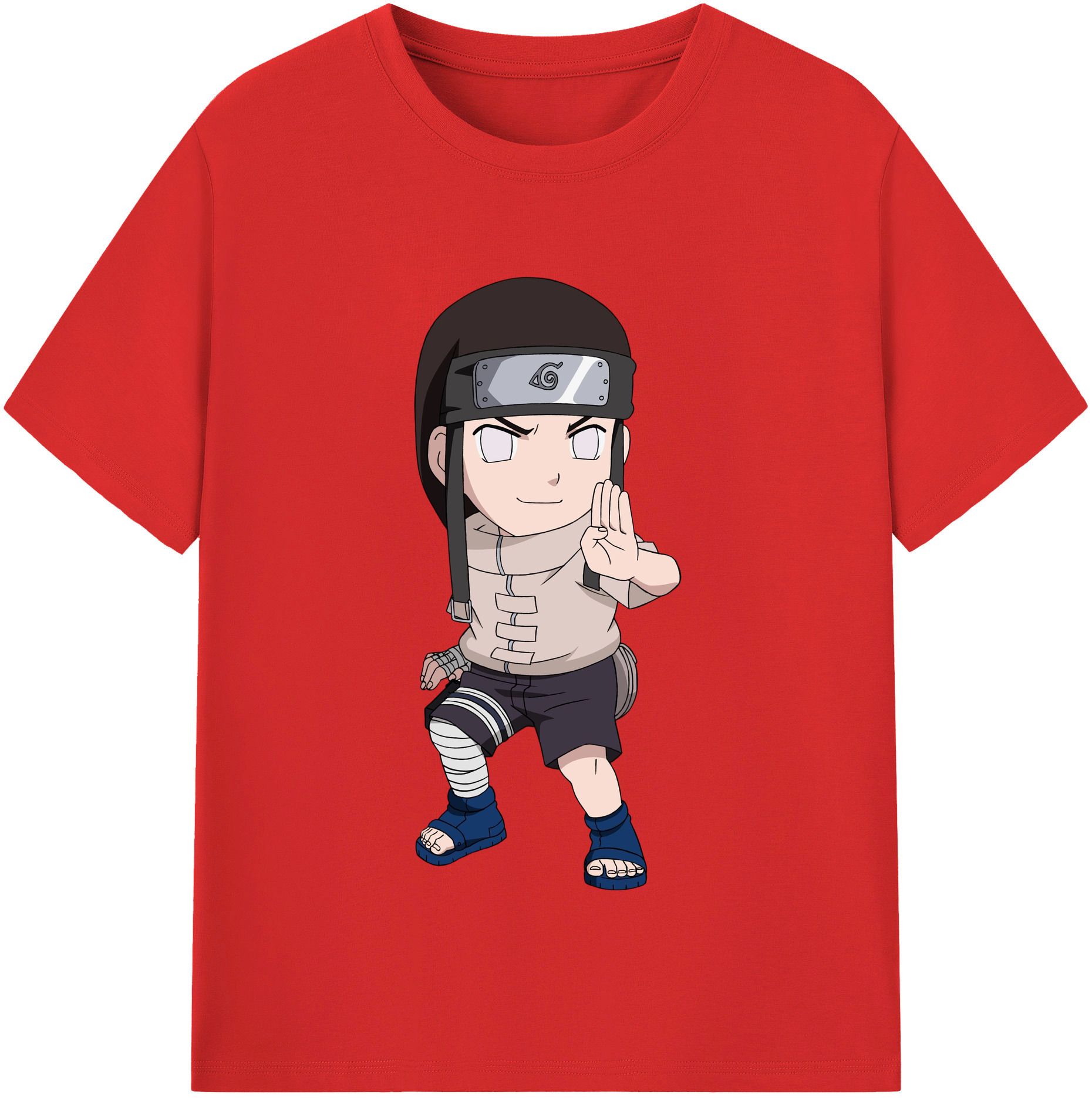 （画像用） NARUTO -ナルト- 日向ネジ Hyūga Neji 綿100％半袖Tシャツ（フロントプリント）