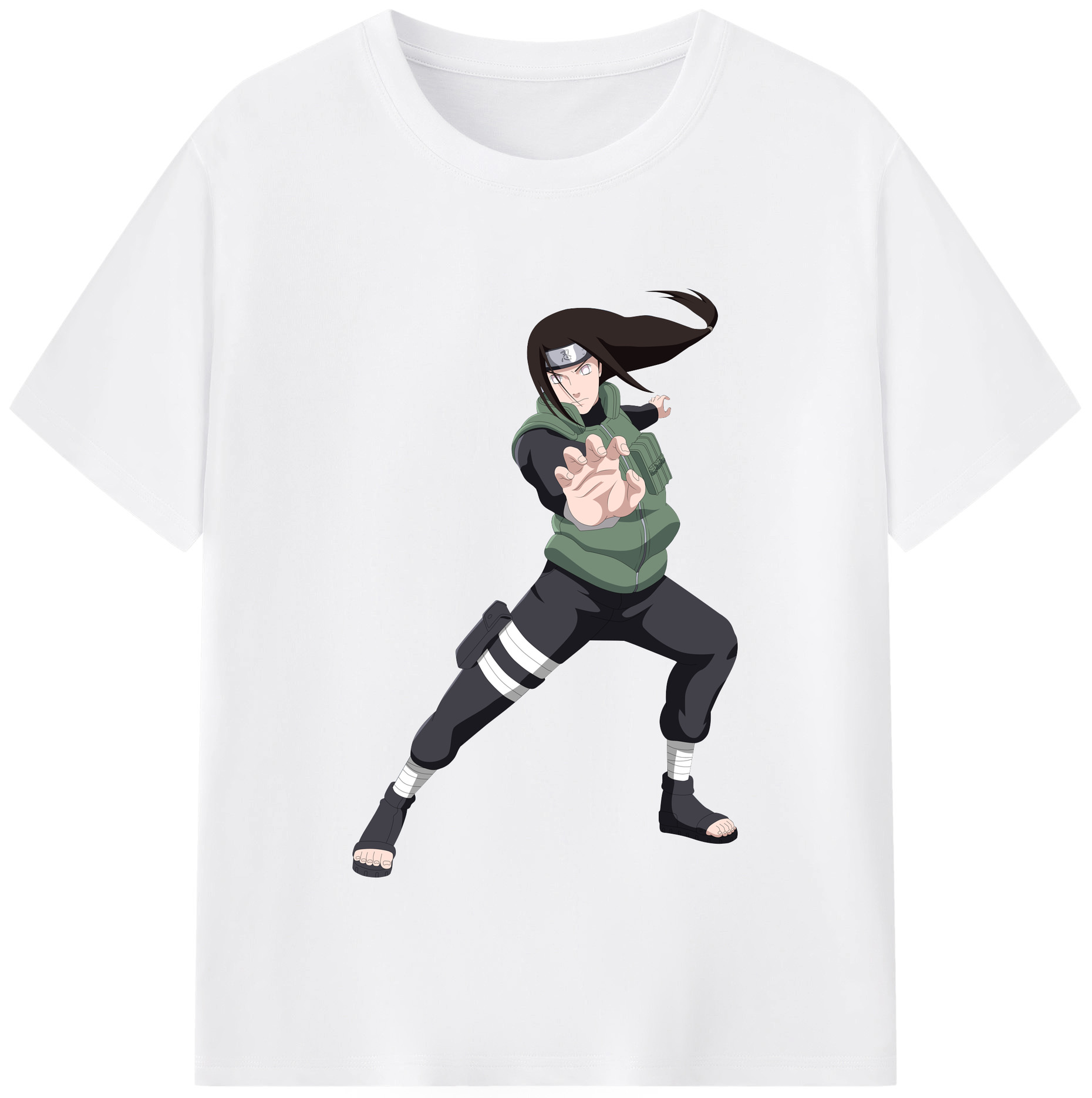 （画像用） NARUTO -ナルト- 日向ネジ Hyūga Neji 綿100％半袖Tシャツ（フロントプリント）