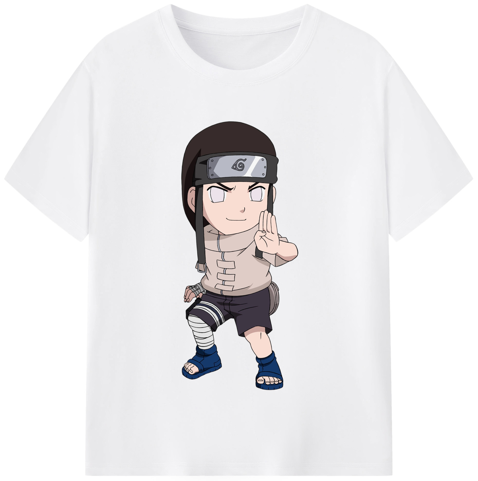 （画像用） NARUTO -ナルト- 日向ネジ Hyūga Neji 綿100％半袖Tシャツ（フロントプリント）