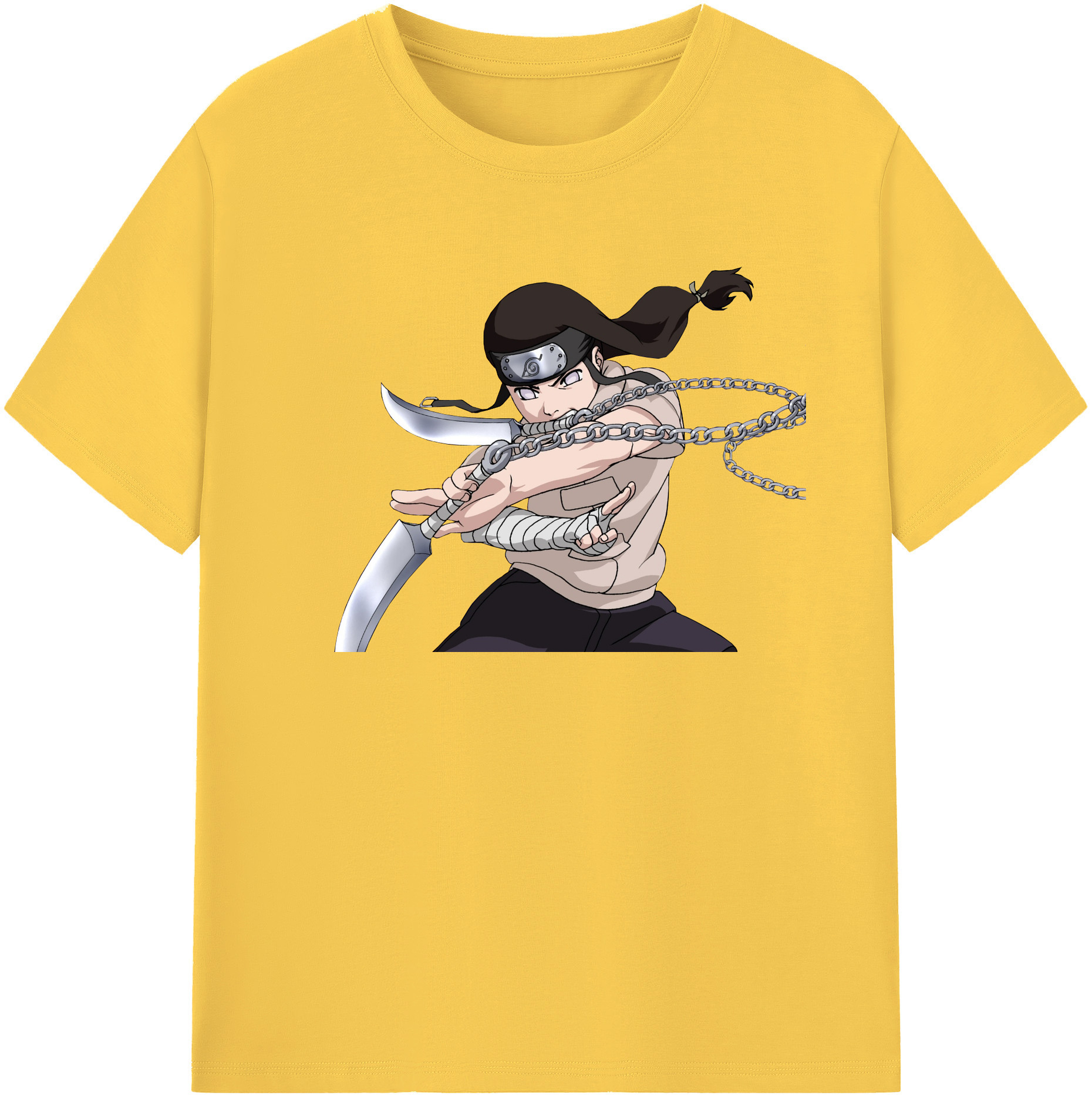 （画像用） NARUTO -ナルト- 日向ネジ Hyūga Neji 綿100％半袖Tシャツ（フロントプリント）