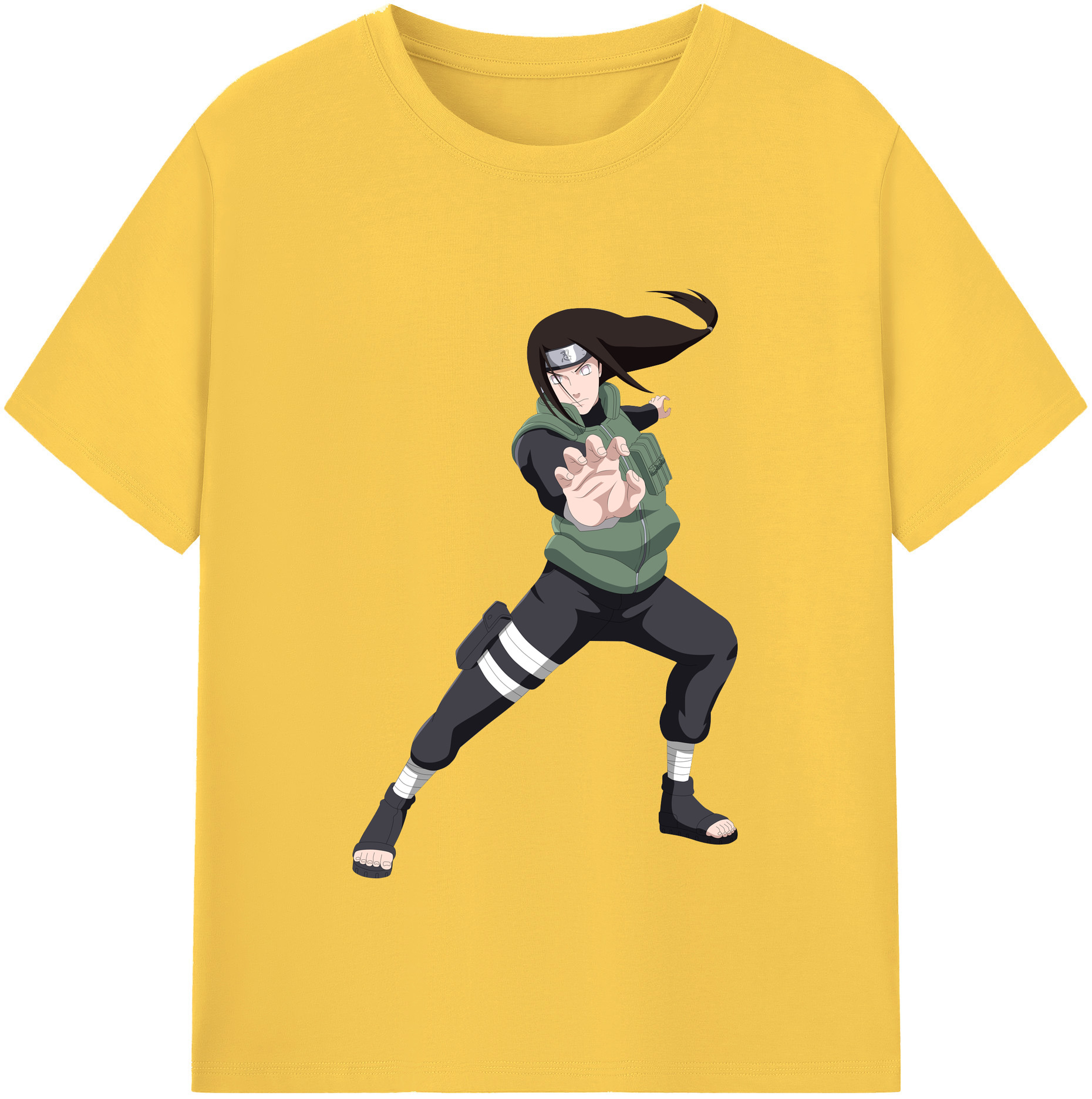 （画像用） NARUTO -ナルト- 日向ネジ Hyūga Neji 綿100％半袖Tシャツ（フロントプリント）