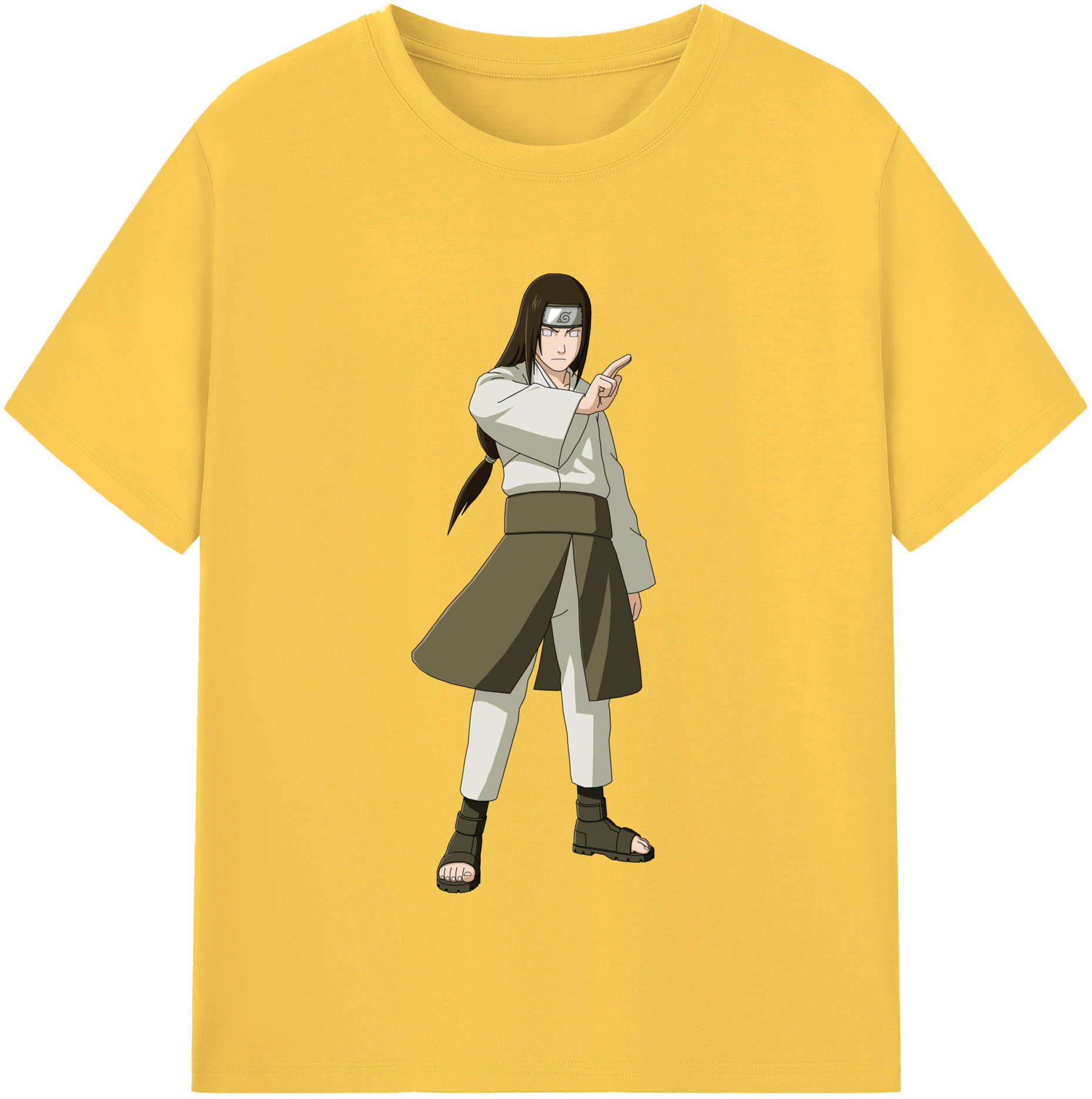 （画像用） NARUTO -ナルト- 日向ネジ Hyūga Neji 綿100％半袖Tシャツ（フロントプリント）
