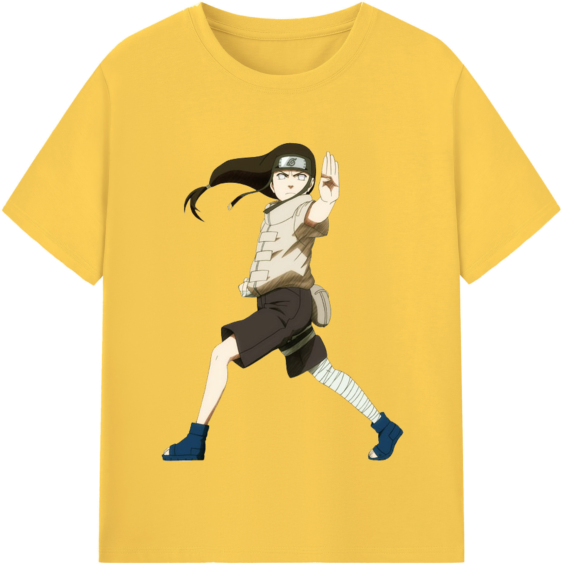 （画像用） NARUTO -ナルト- 日向ネジ Hyūga Neji 綿100％半袖Tシャツ（フロントプリント）