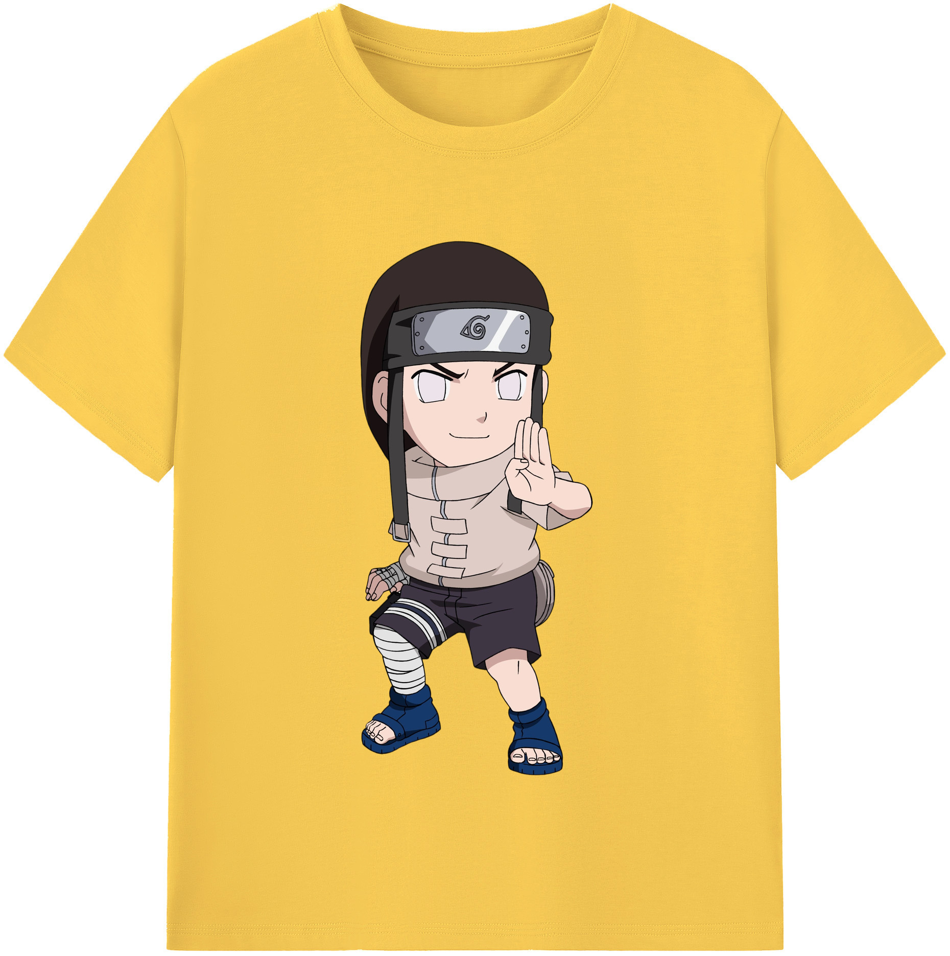 （画像用） NARUTO -ナルト- 日向ネジ Hyūga Neji 綿100％半袖Tシャツ（フロントプリント）
