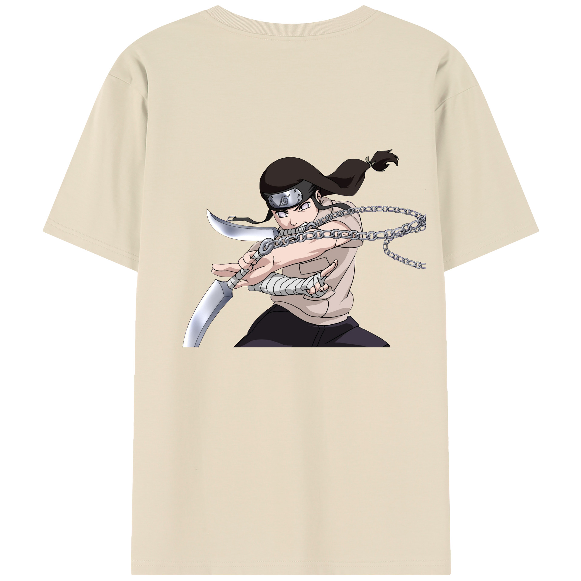 （画像用） NARUTO -ナルト- 日向ネジ Hyūga Neji 綿100％半袖Tシャツ（背面プリント）