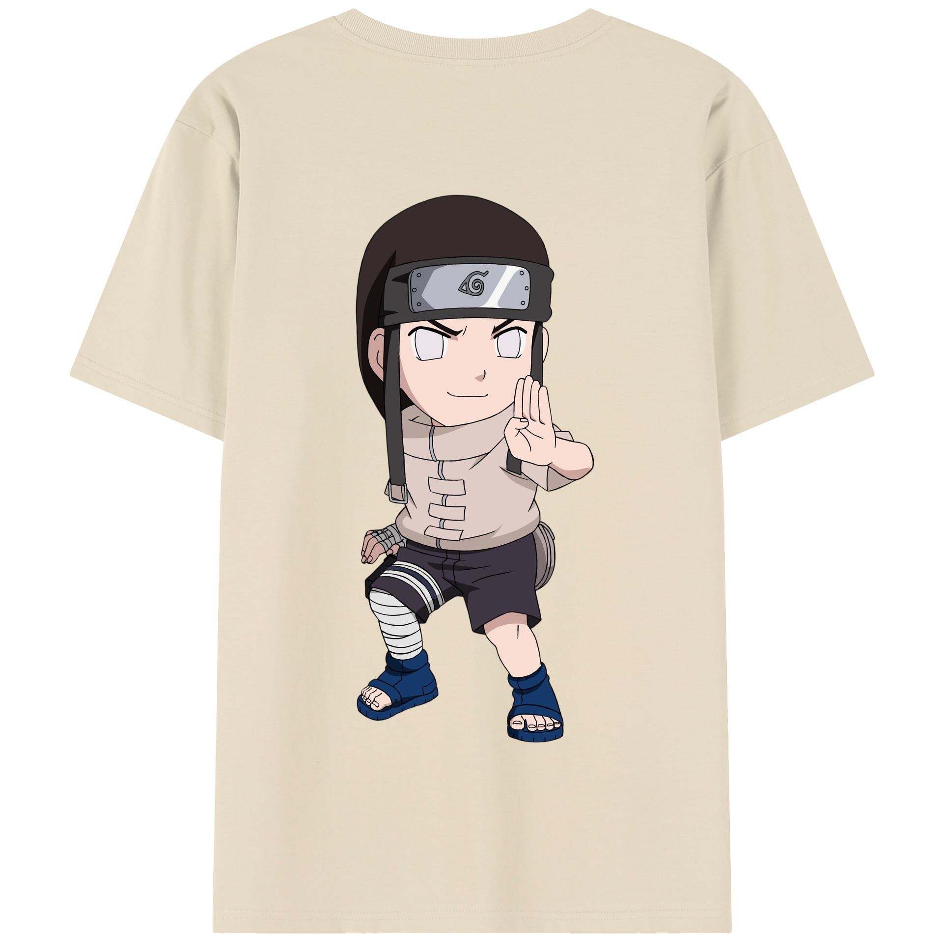 （画像用） NARUTO -ナルト- 日向ネジ Hyūga Neji 綿100％半袖Tシャツ（背面プリント）