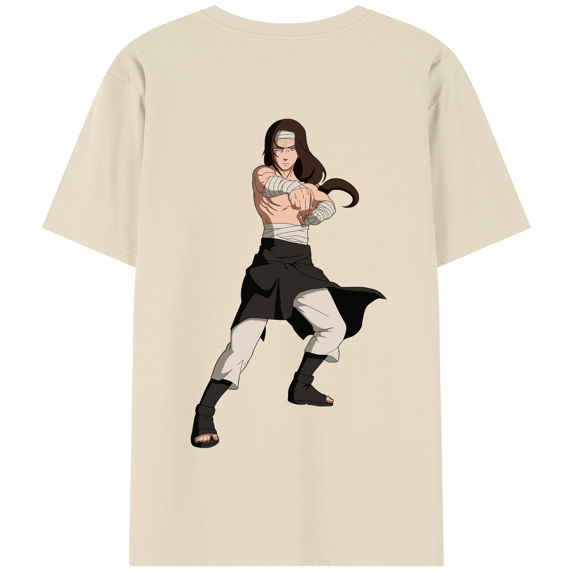 （画像用） NARUTO -ナルト- 日向ネジ Hyūga Neji 綿100％半袖Tシャツ（背面プリント）