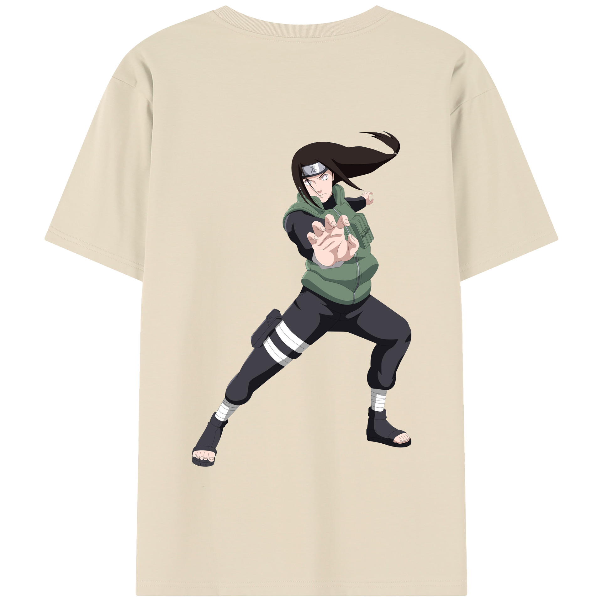 （画像用） NARUTO -ナルト- 日向ネジ Hyūga Neji 綿100％半袖Tシャツ（背面プリント）