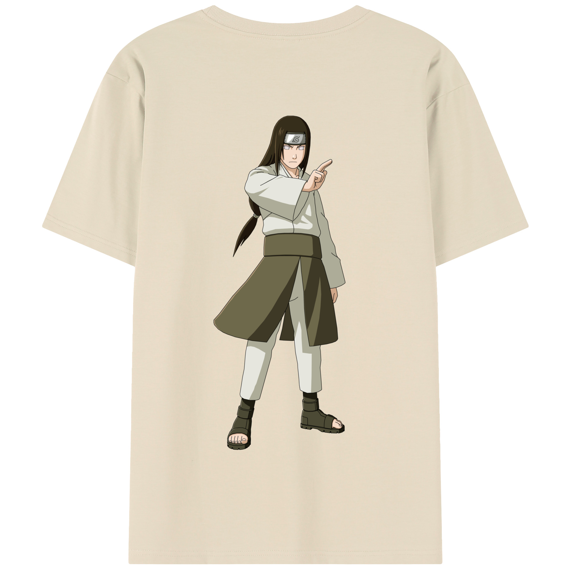 （画像用） NARUTO -ナルト- 日向ネジ Hyūga Neji 綿100％半袖Tシャツ（背面プリント）