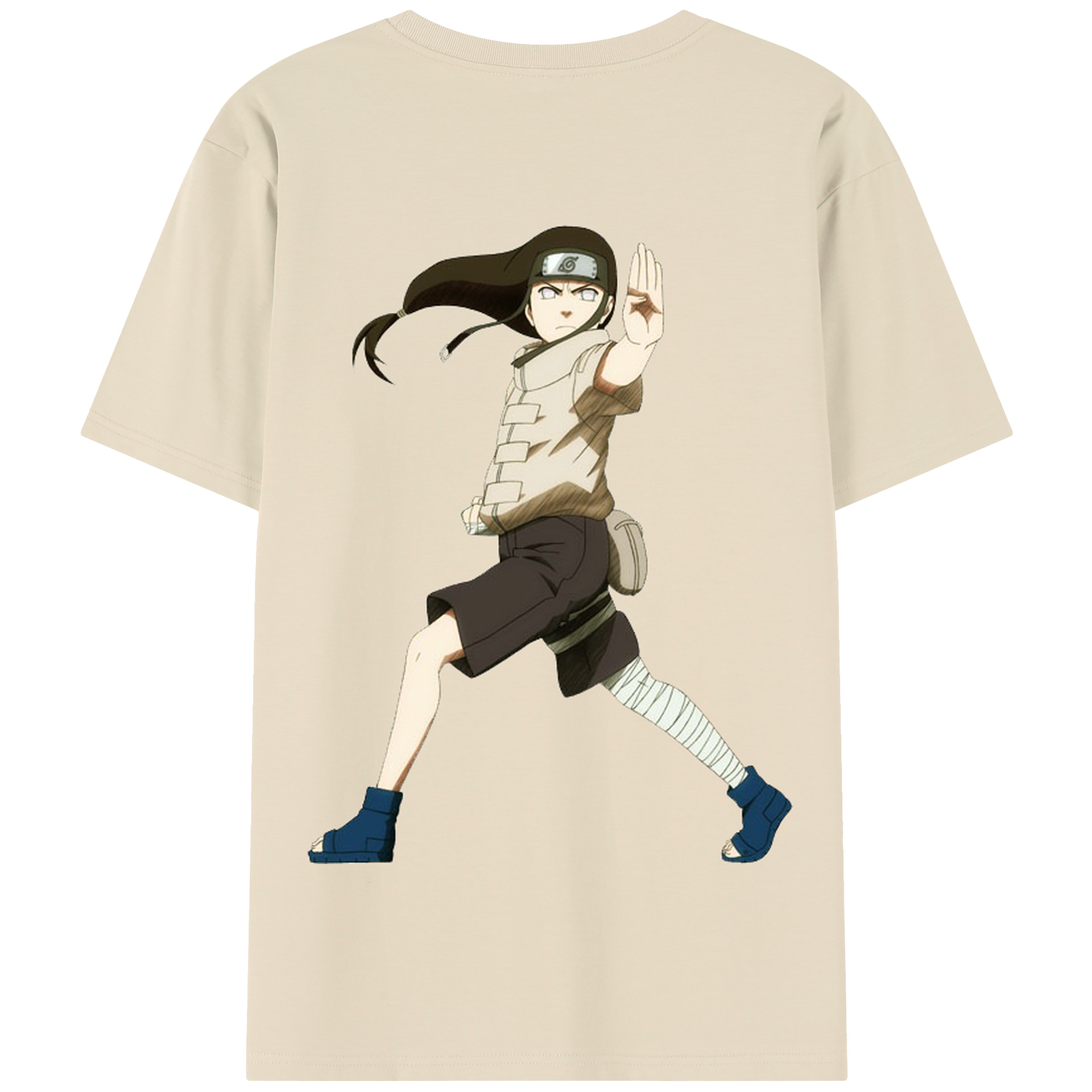 （画像用） NARUTO -ナルト- 日向ネジ Hyūga Neji 綿100％半袖Tシャツ（背面プリント）