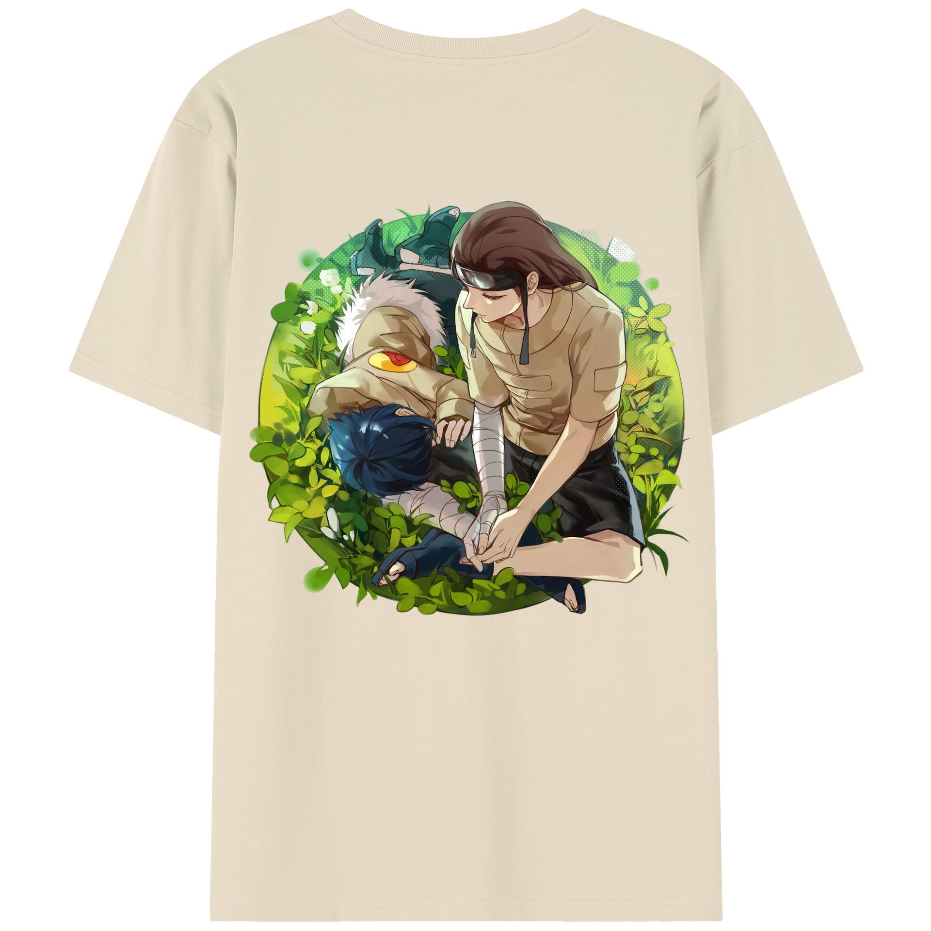 （画像用） NARUTO -ナルト- 日向ネジ Hyūga Neji 綿100％半袖Tシャツ（背面プリント）